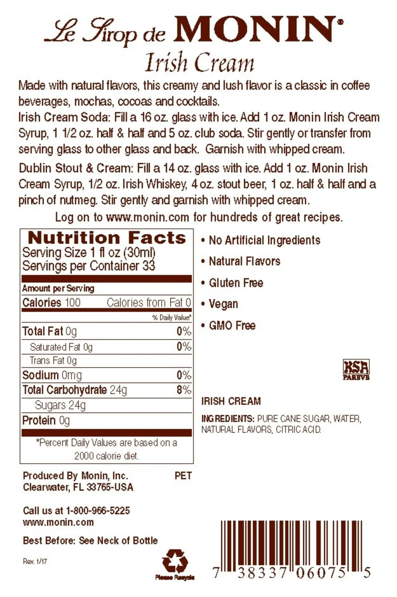 Monin - Irish Cream Syrup - Image 3