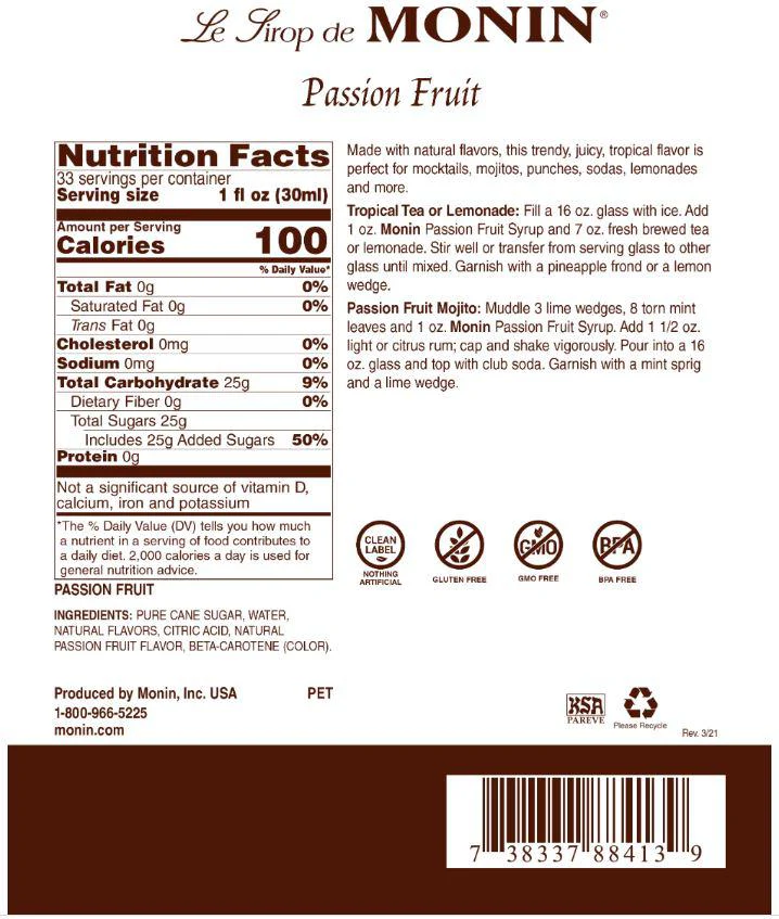 Monin - Passion Fruit Syrup - Image 2