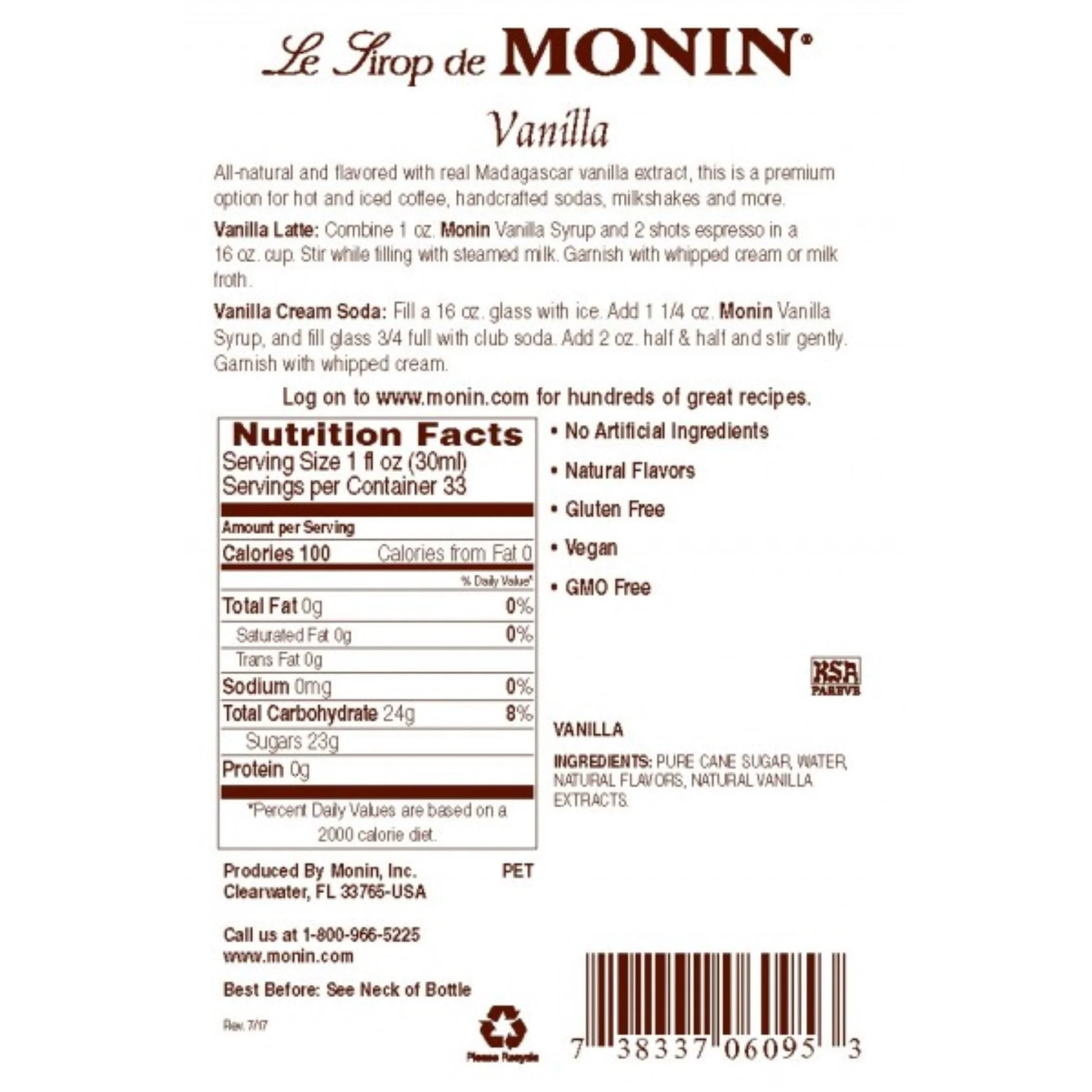 Monin - Vanilla Syrup - Image 2