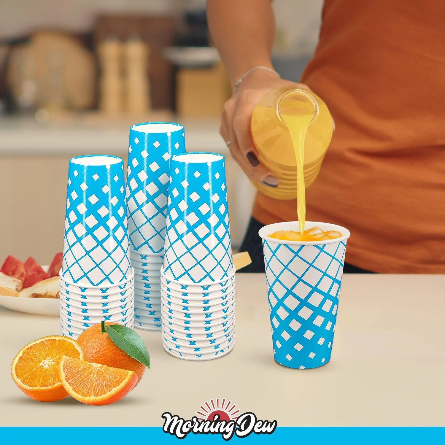 Morning Dew - 16oz Cold Paper Cups - Ice Blue Print - CPC16R - Image 7
