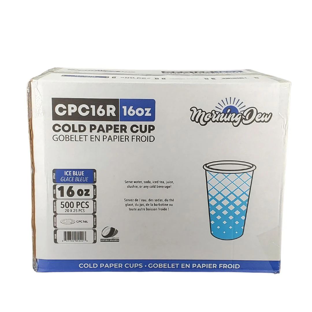 Morning Dew - 16oz Cold Paper Cups - Ice Blue Print - CPC16R - Image 9