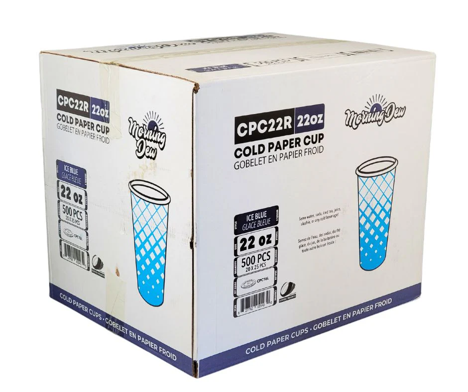 Morning Dew - 22oz Cold Paper Cups - Ice Blue Print - CPC22R - Image 11