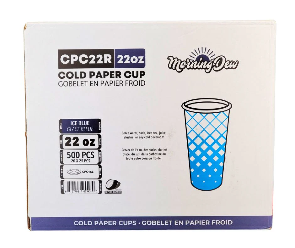 Morning Dew - 22oz Cold Paper Cups - Ice Blue Print - CPC22R - Image 12