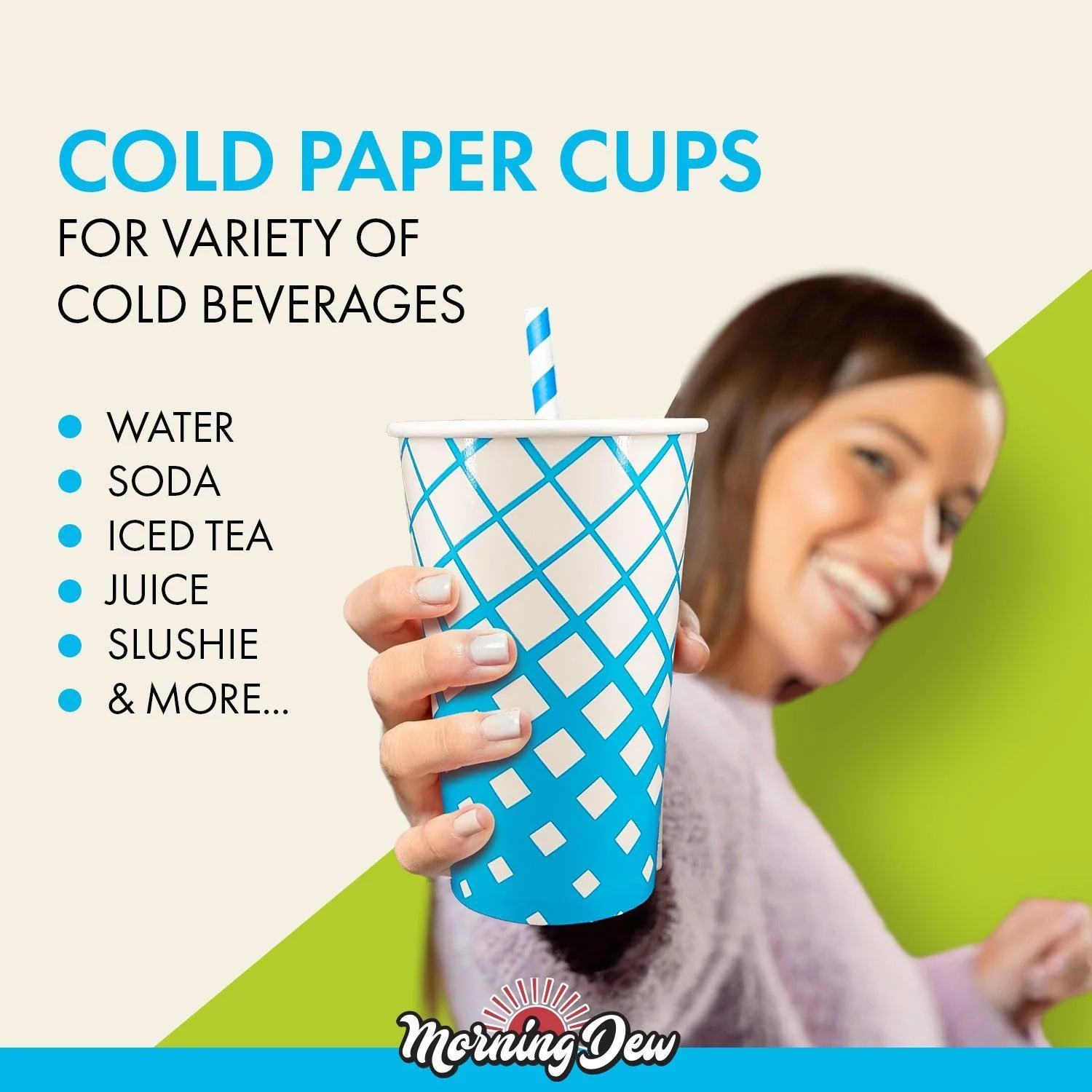 Morning Dew - 22oz Cold Paper Cups - Ice Blue Print - CPC22R - Image 8