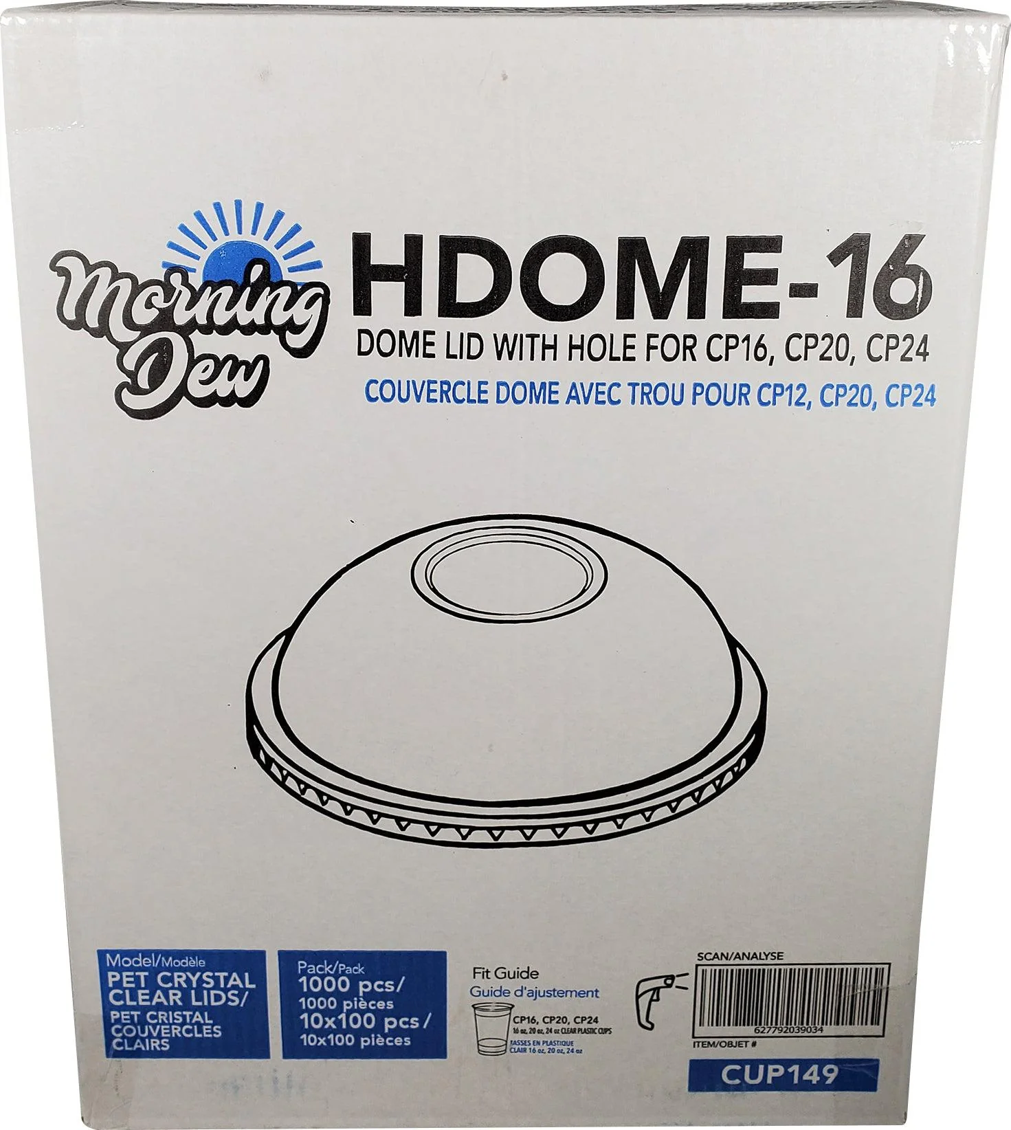 Morning Dew - Dome Lid with Hole - 16-24oz Cup - 98mm - HDOME-16 - Image 2