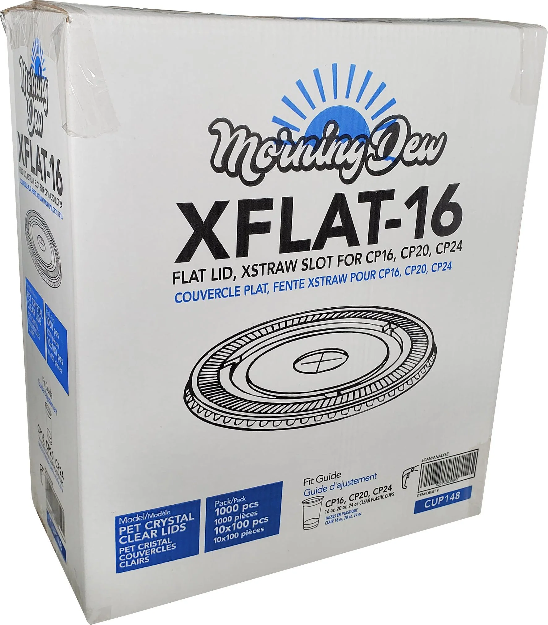 Morning Dew - Clear Flat Lid - 16-24oz Cup -  98mm - XFLAT-16 - Image 4