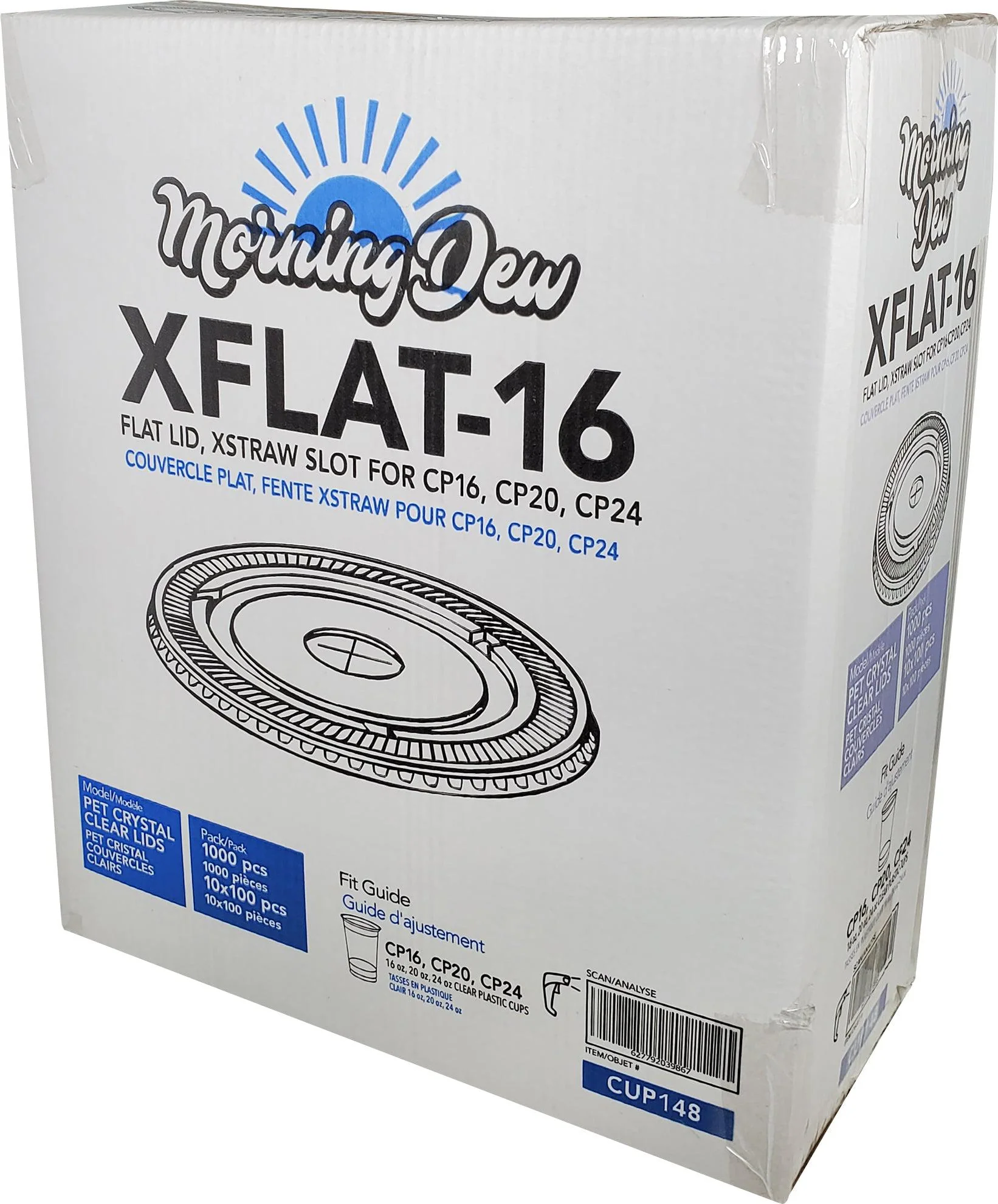 Morning Dew - Clear Flat Lid - 16-24oz Cup -  98mm - XFLAT-16 - Image 5