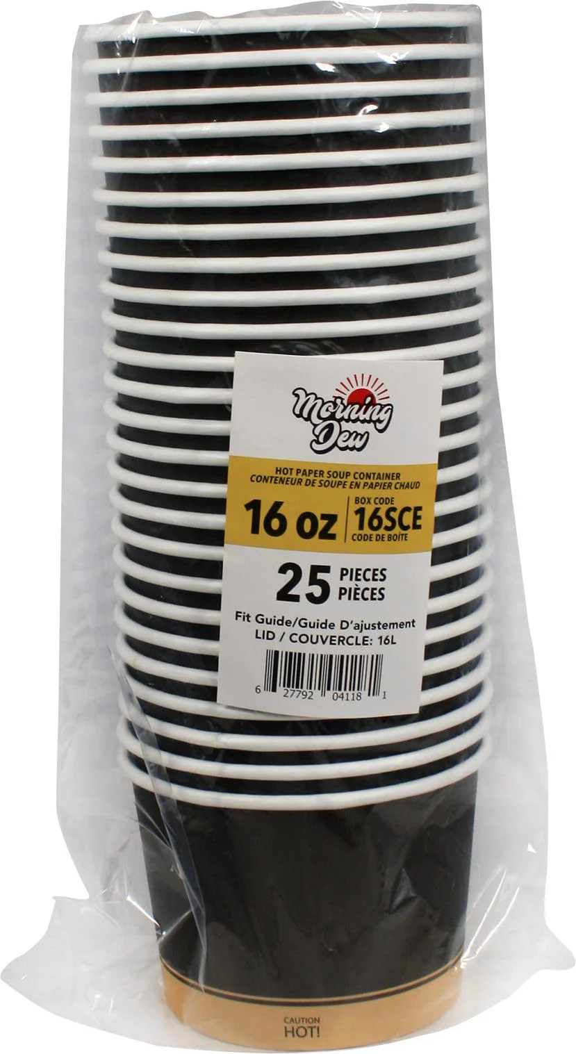 Morning Dew - 16 oz Paper Soup Container - Ebony Print - 16SCE - Image 3