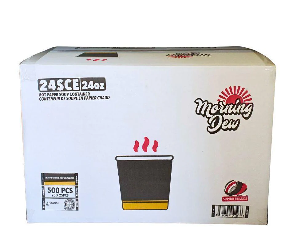 Morning Dew - 24 oz Paper Soup Container - Ebony Print - 24SCE - Image 2
