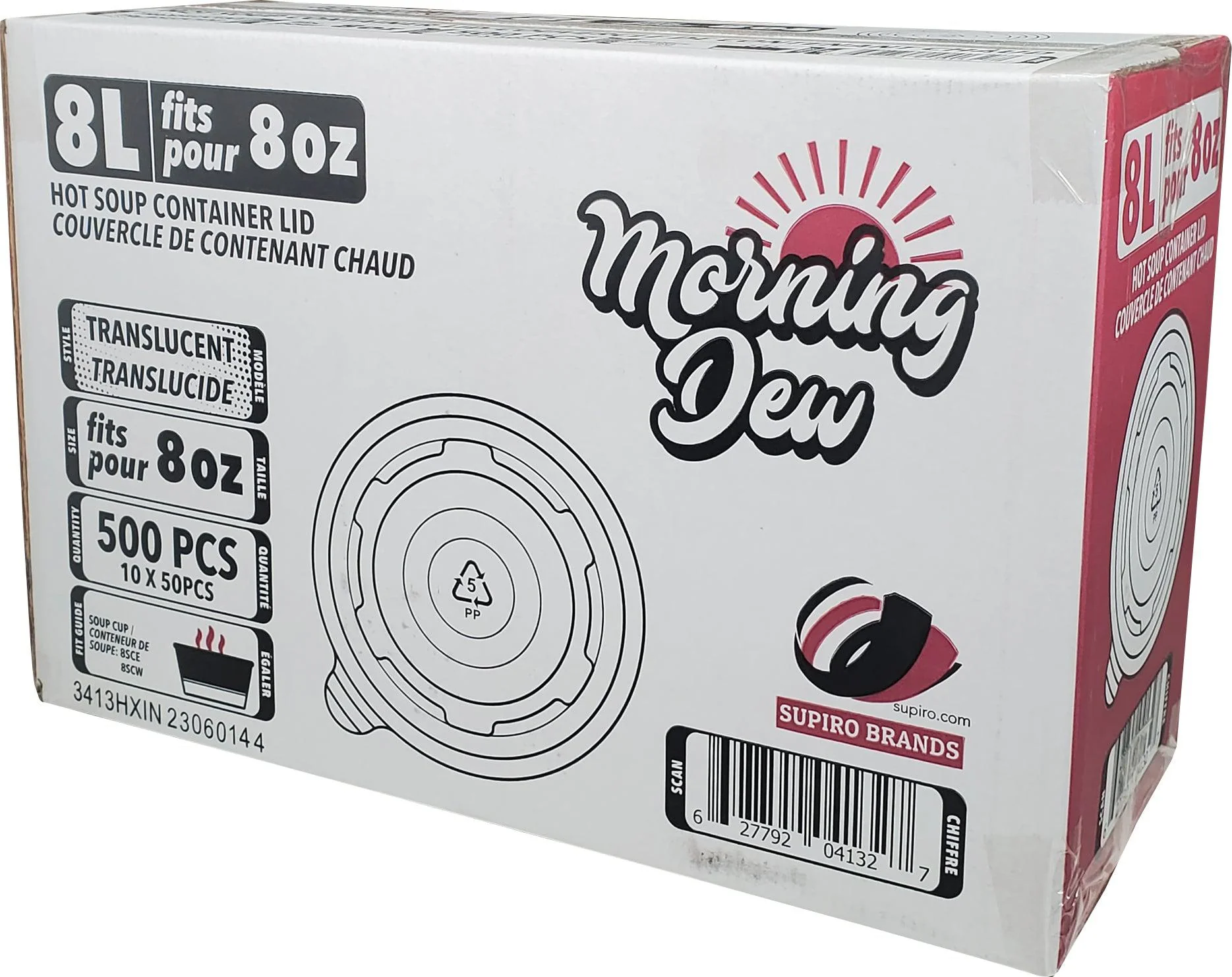 Morning Dew - Plastic Lids for 8 oz Paper Soup Container - 8L - Image 4