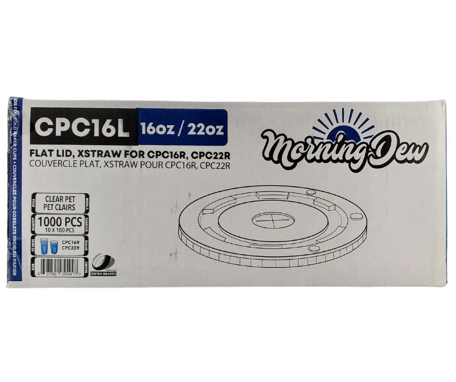 Morning Dew - X Straw Flat PET Lid for 16,22oz Cold Paper Cups - CPC16L - Image 2