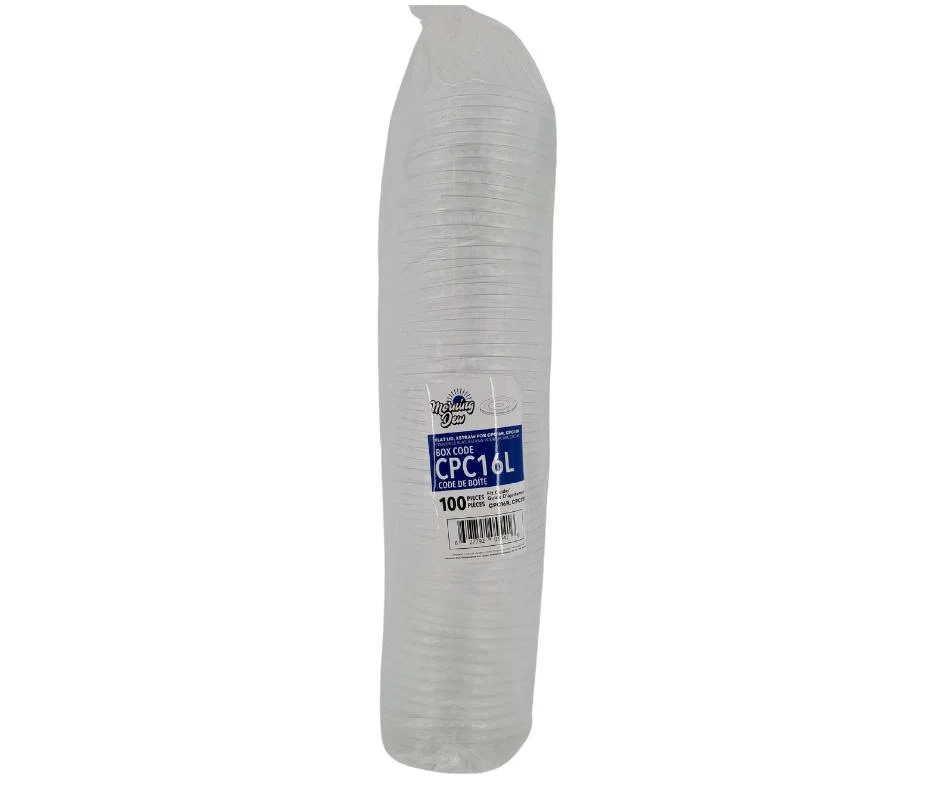 Morning Dew - X Straw Flat PET Lid for 16,22oz Cold Paper Cups - CPC16L - Image 4