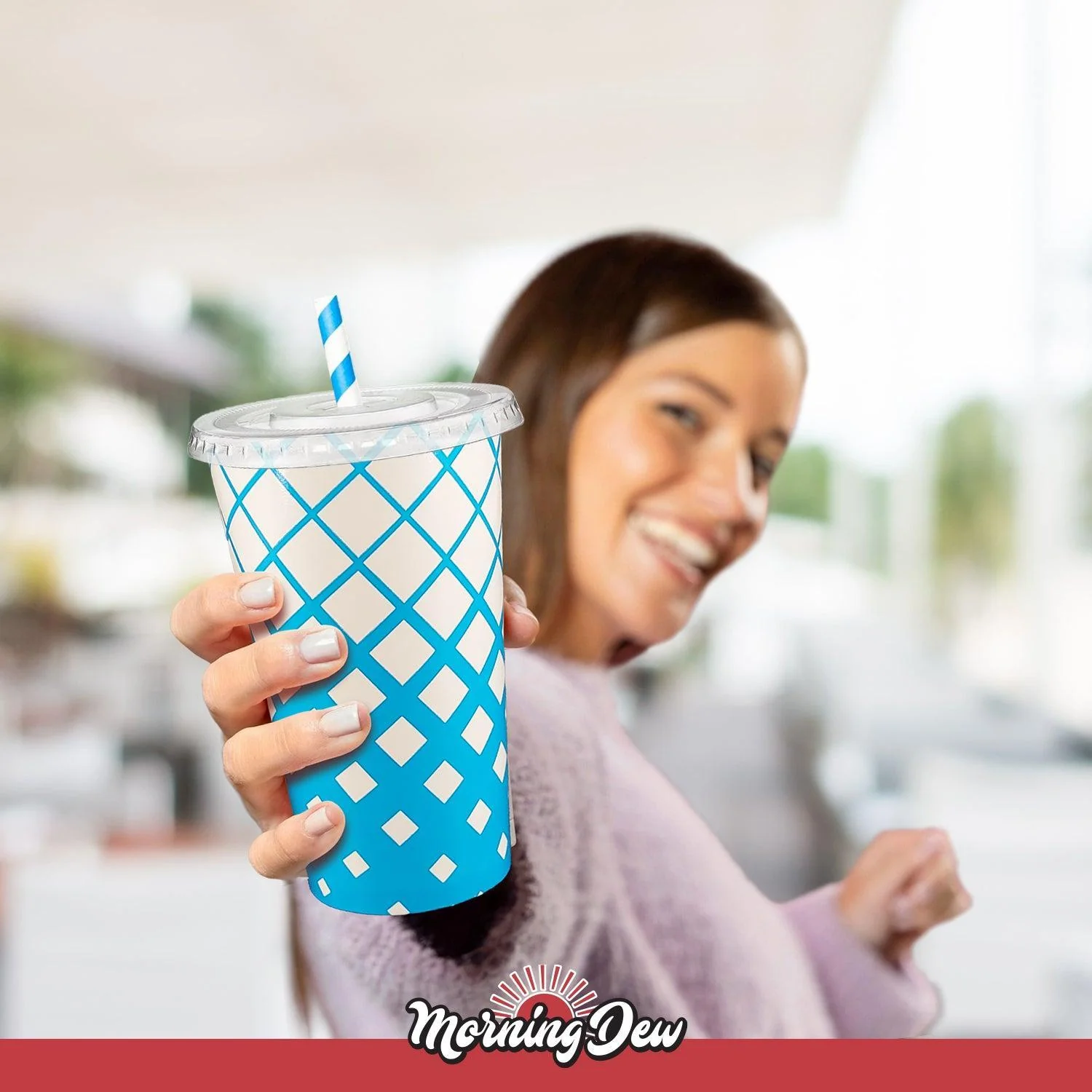 Morning Dew - X Straw Flat PET Lid for 16,22oz Cold Paper Cups - CPC16L - Image 6