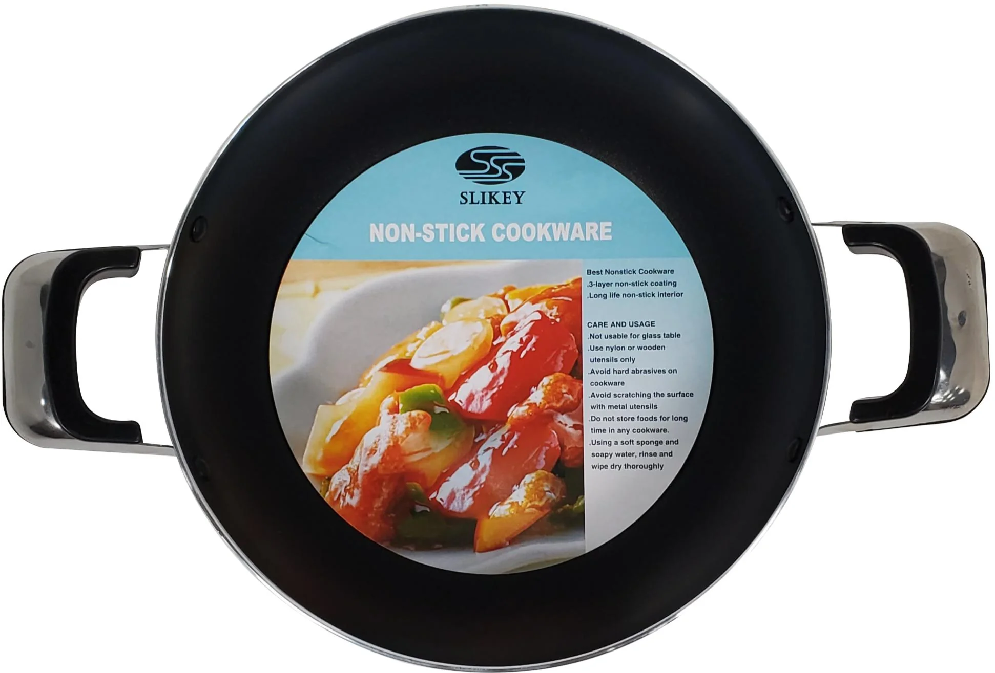 XC - Non Stick Wok w/G. Lid 24cm - 3mm S/Handle - Image 3