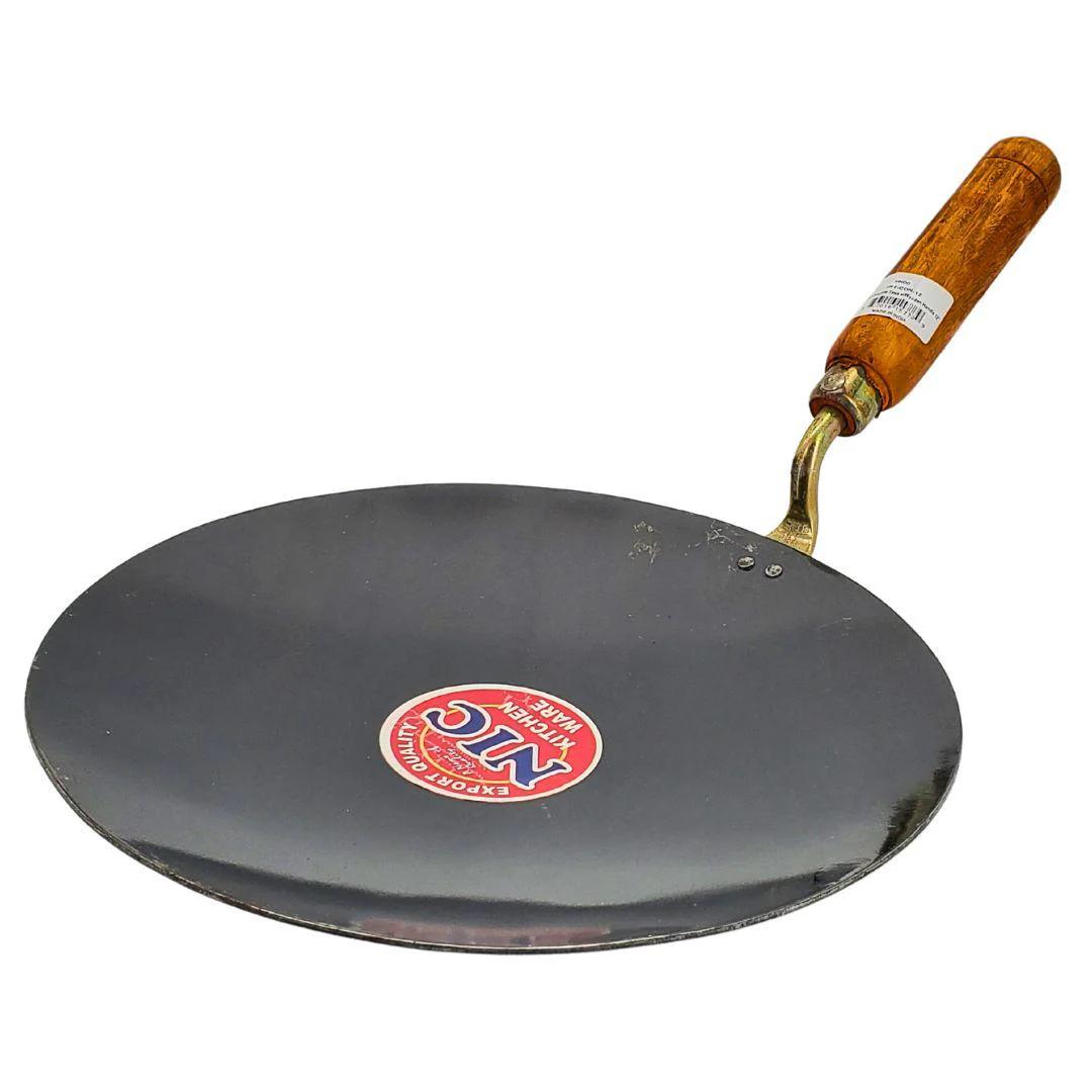XC - Noor - Iron Tava 12 - Concave w/Wooden Handle - Image 2