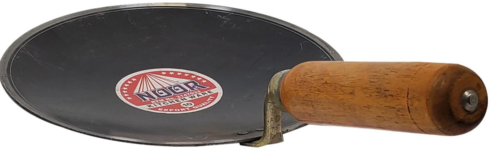 XC - Noor - Iron Tava w/Wooden Flat Handle 10" - Concave - Image 2