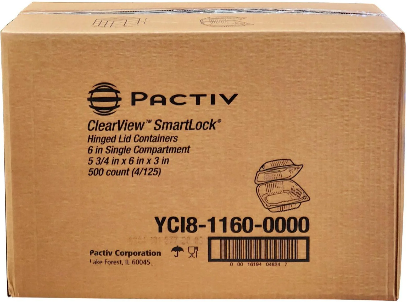 Pactiv - 6" Hinged Plastic Container - Clear - 5 3/4x6x3 - YC18-1160 - Image 3