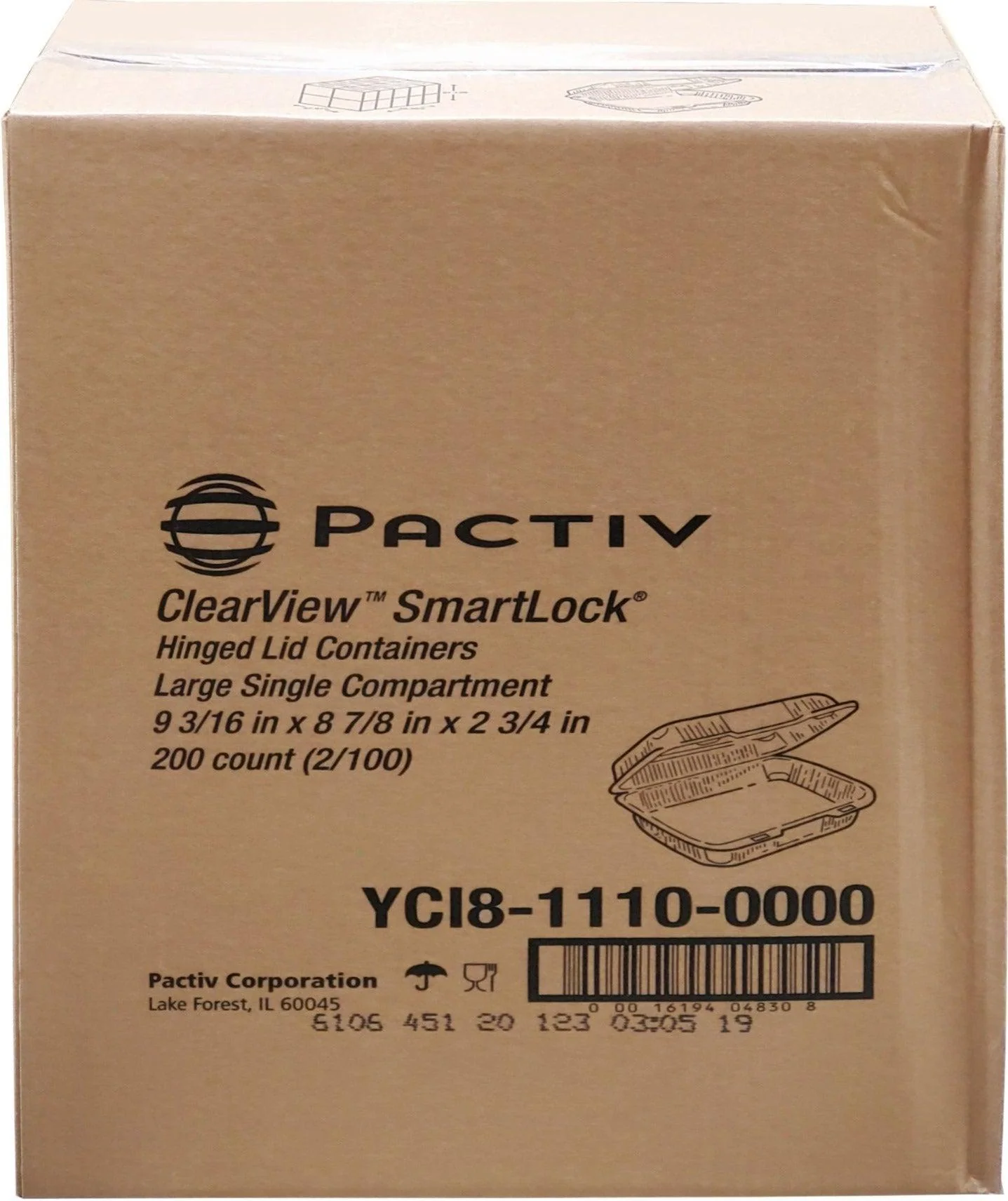 Pactiv - Hinged Container - 9 3/4x8 7/8x3 3/4 - C18-1110 - Image 3