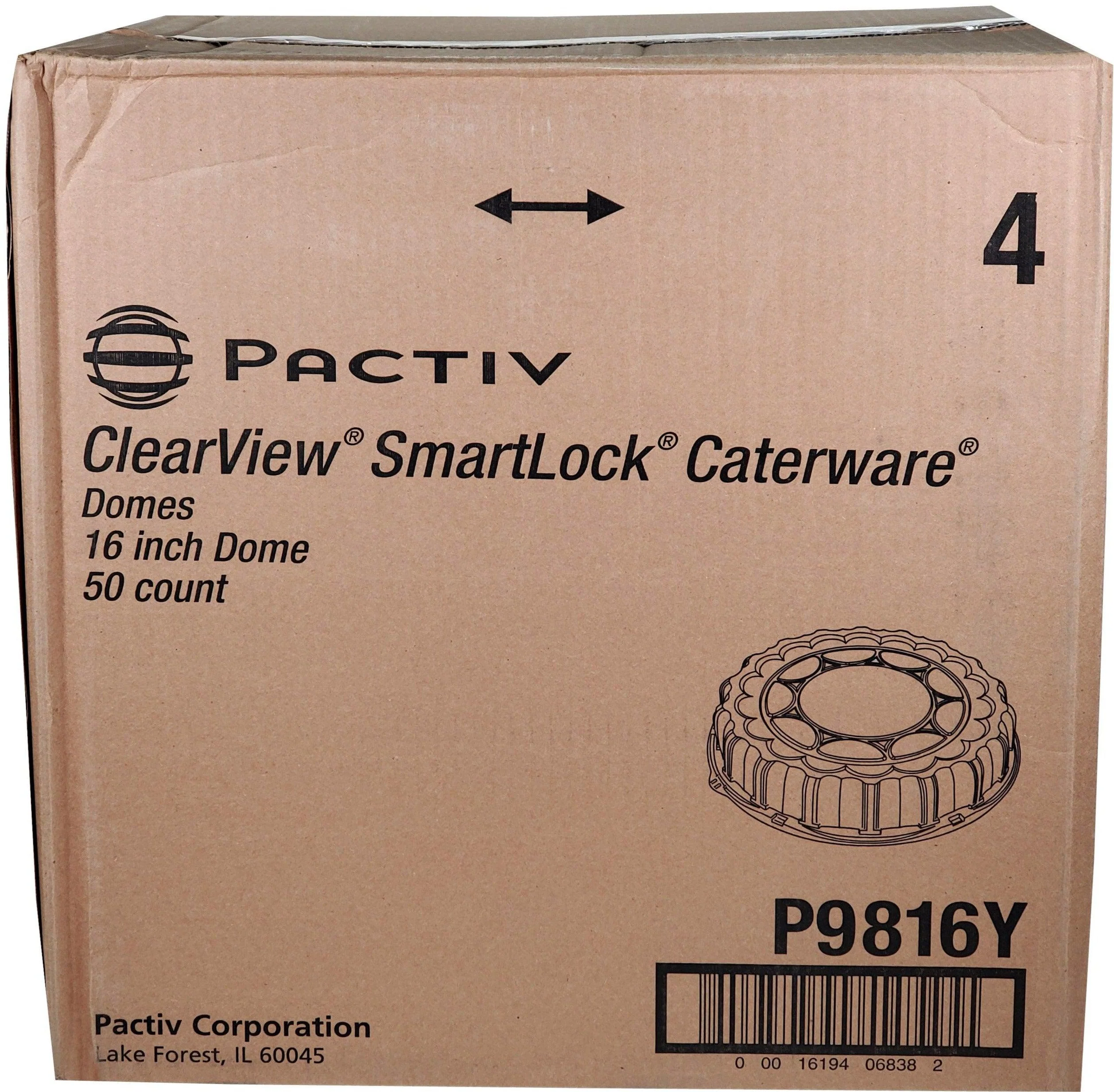 CLR - Pactiv - Lid for 16" Catering Tray - Dome - P9816Y - Image 2
