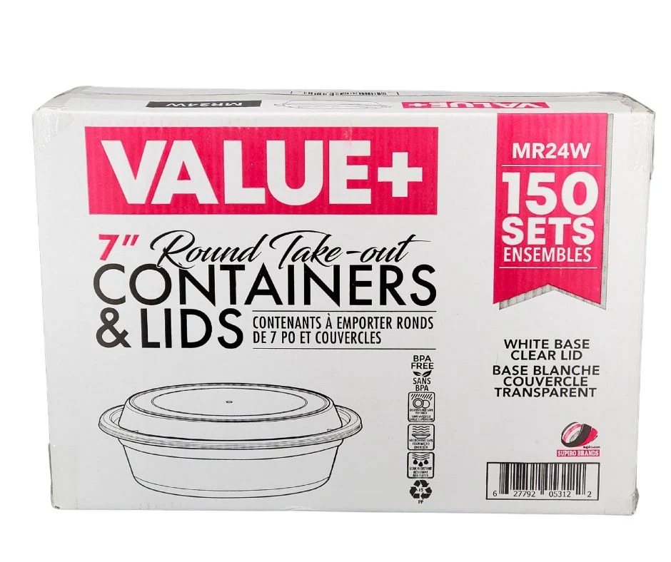 Value+ - 7" Round Plastic Container - White - 923W - Image 2