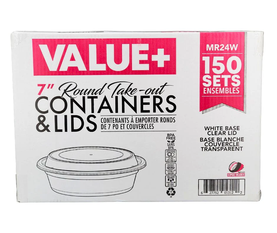 Value+ - 7" Round Plastic Container - White - 923W - Image 6