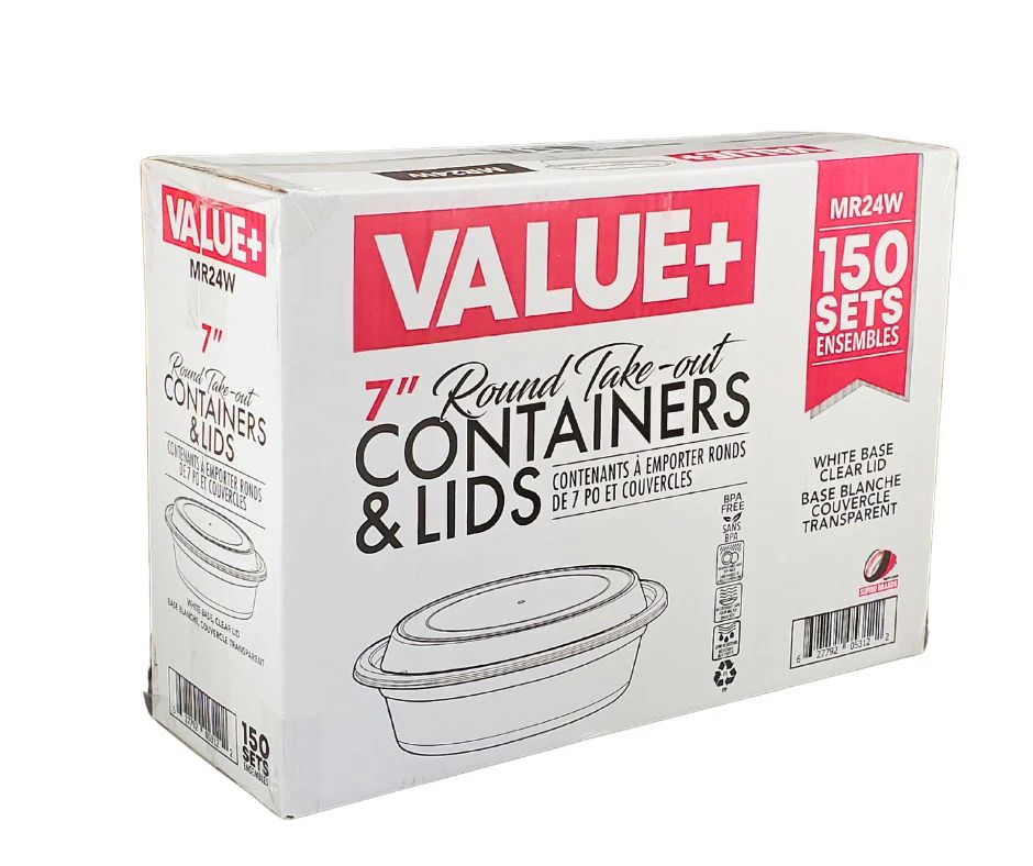 Value+ - 7" Round Plastic Container - White - 923W - Image 7