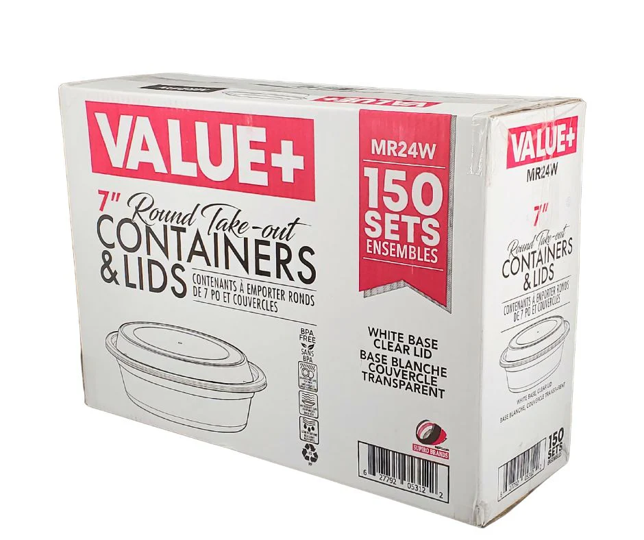 Value+ - 7" Round Plastic Container - White - 923W - Image 8