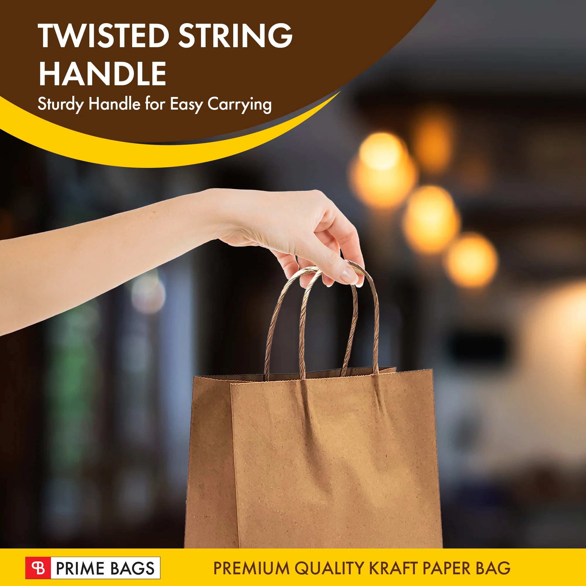 Prime Bags - Bella - Self Adhesive Paper Bags with Twisted Handles - 10x5x13 - Image 6