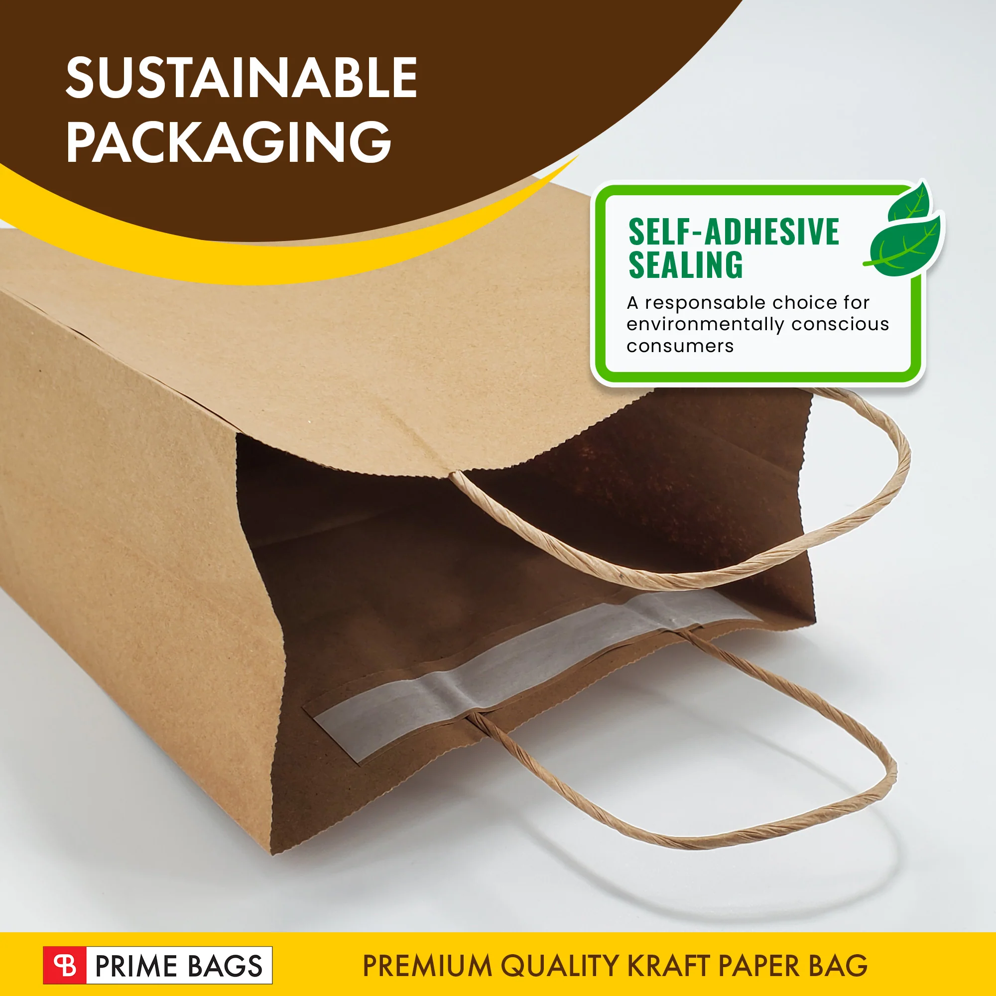 Prime Bags - Bella - Self Adhesive Paper Bags with Twisted Handles - 10x5x13 - Image 7