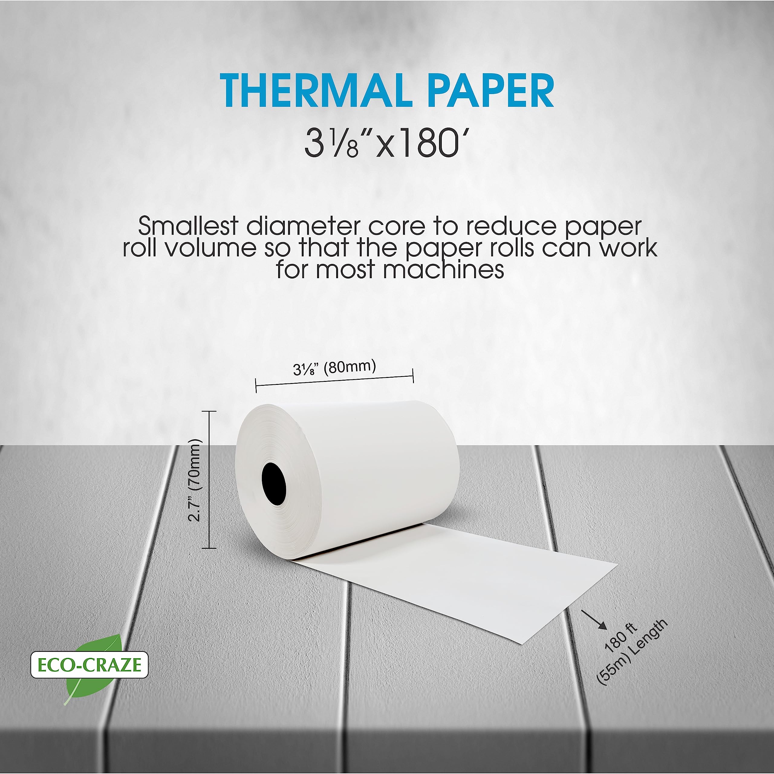 Eco-Craze - 3 1/8" x 180' Paper Rolls - Thermal - Image 5