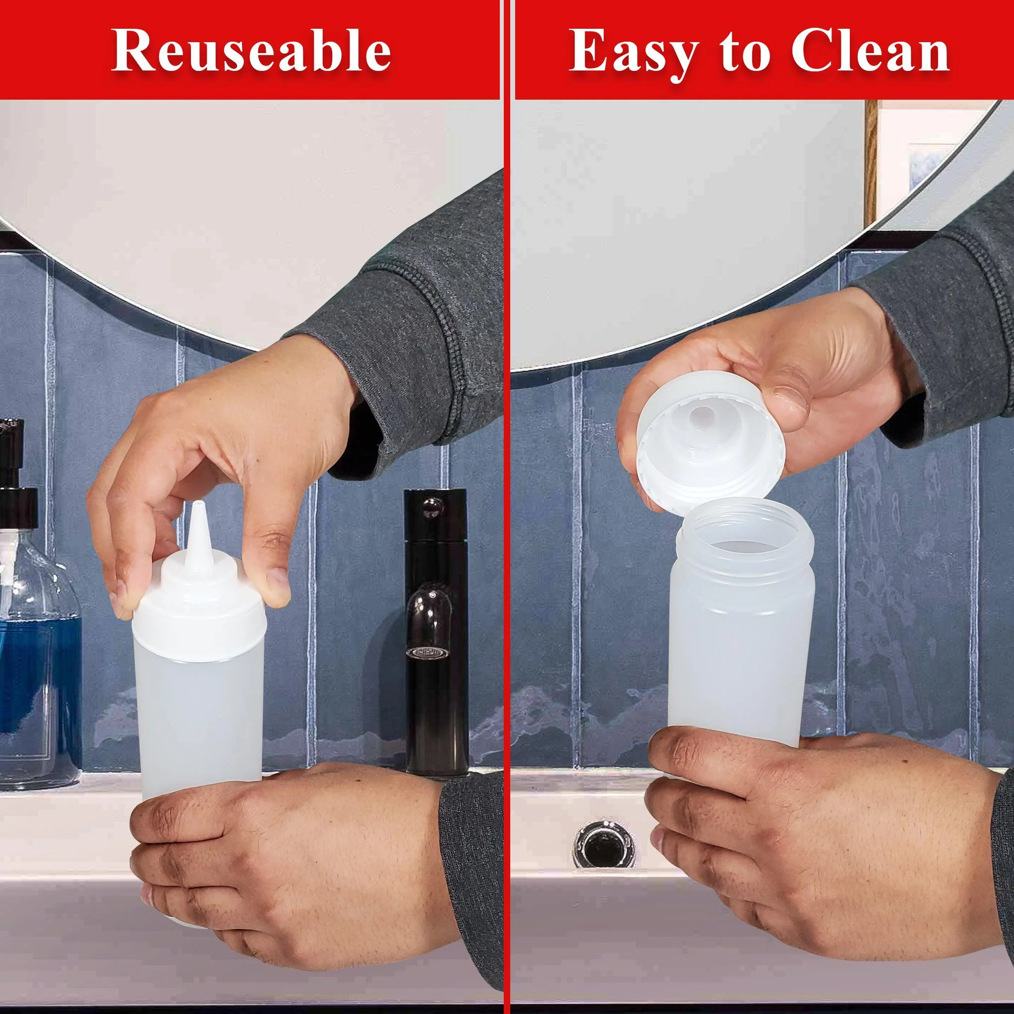 Pro-Kitchen - 16oz Squeeze Bottle - Standard - Clear - QY410C - Image 3