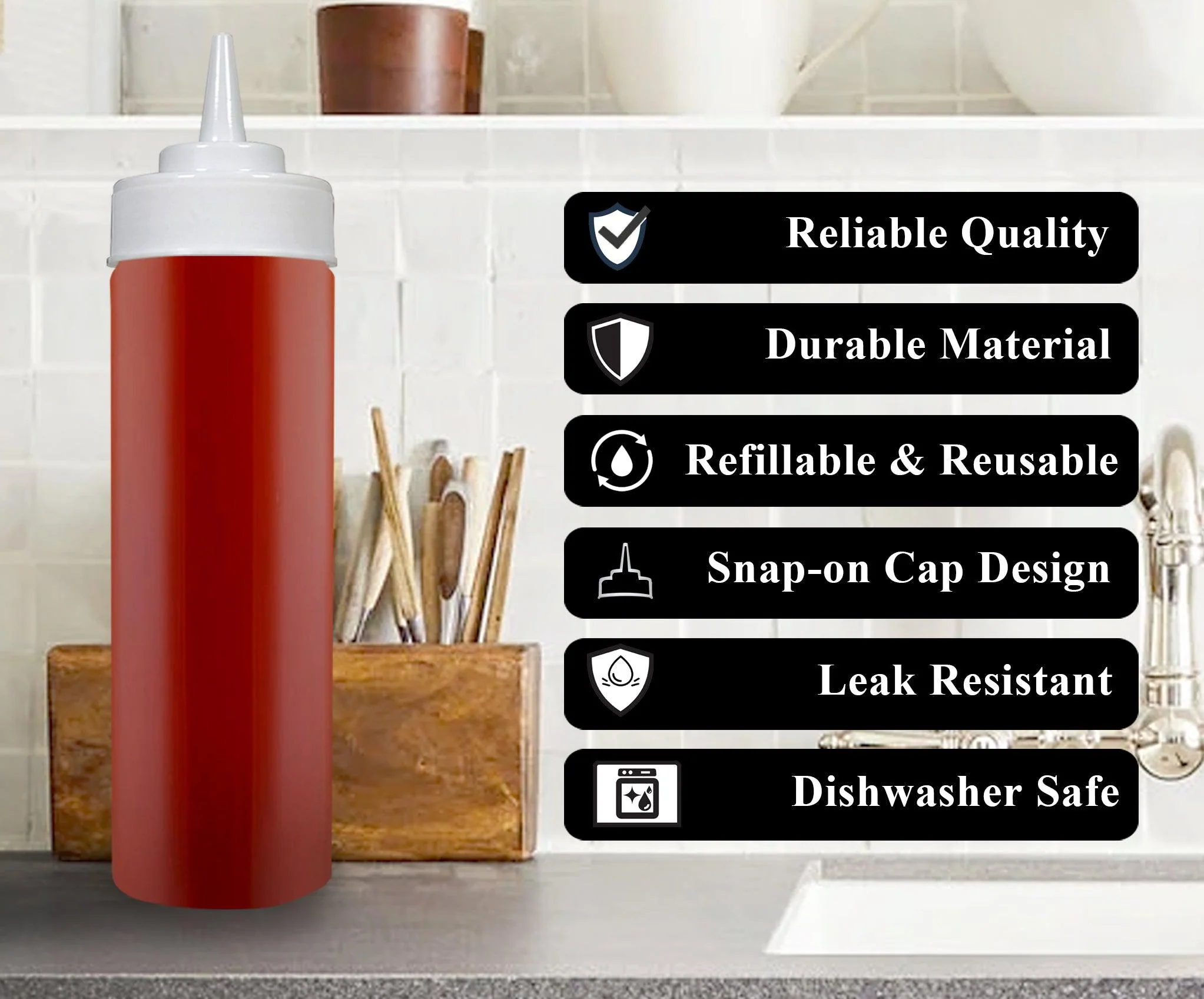 Pro-Kitchen - 24oz Squeeze Bottle - Standard - Clear - QY411C - Image 8