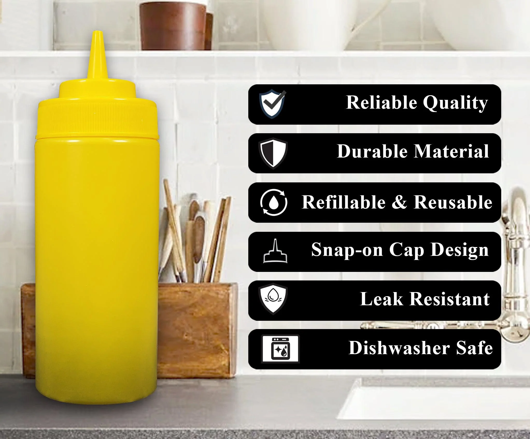 Pro-Kitchen - 24oz Squeeze Bottle - Standard - Yellow - QY411Y - Image 2