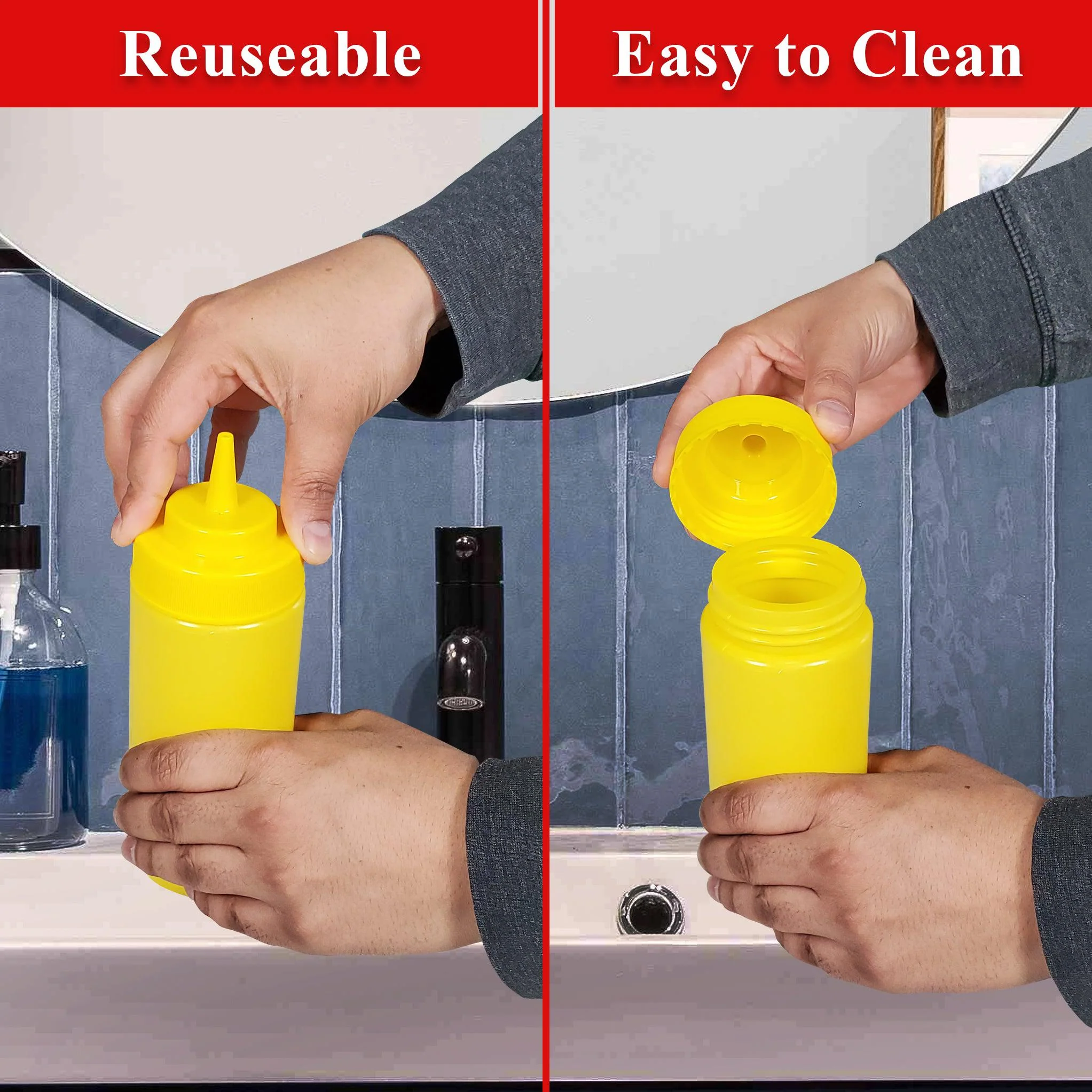 Pro-Kitchen - 24oz Squeeze Bottle - Standard - Yellow - QY411Y - Image 3