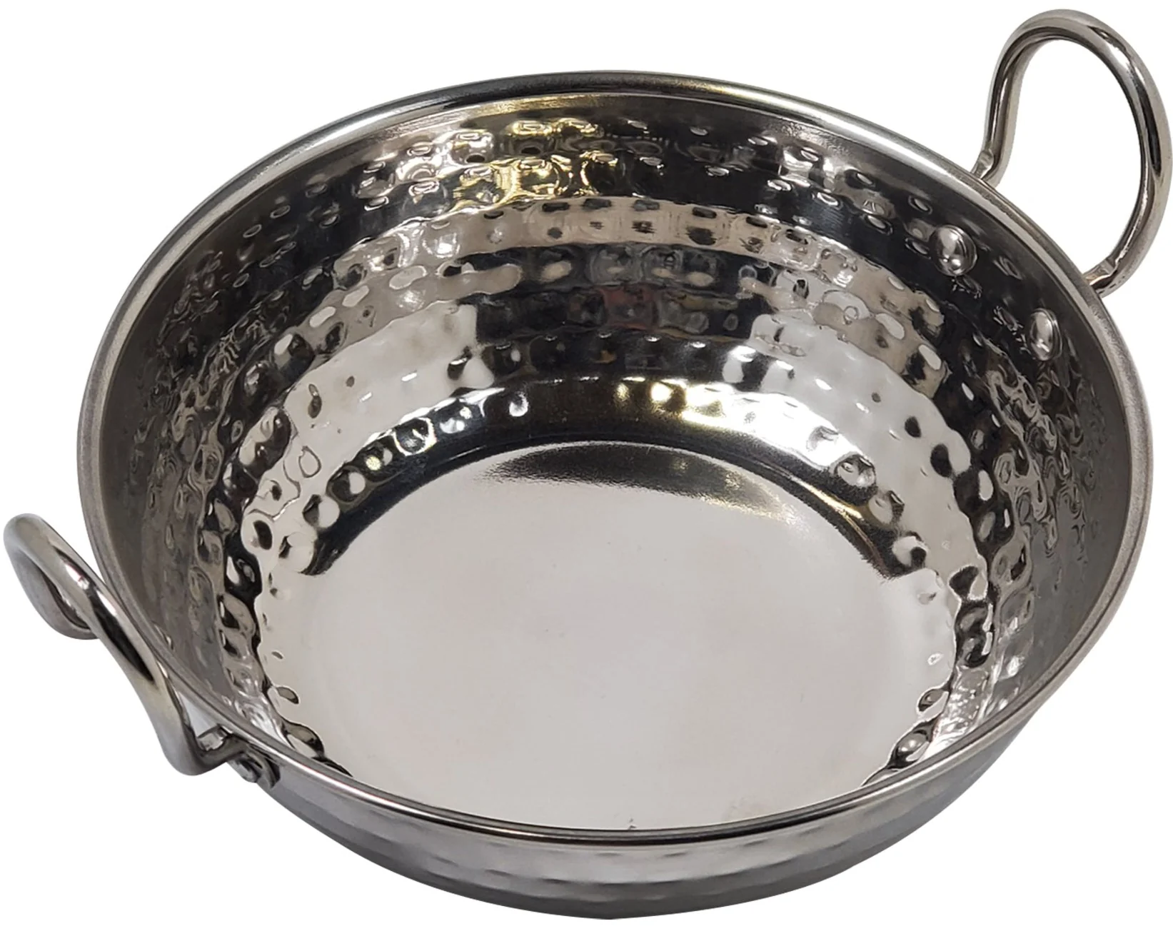 Karahi SS Hammered 600Ml S/W No.3 With SS Wire Handle Rivetted, 16.5cm - Image 2