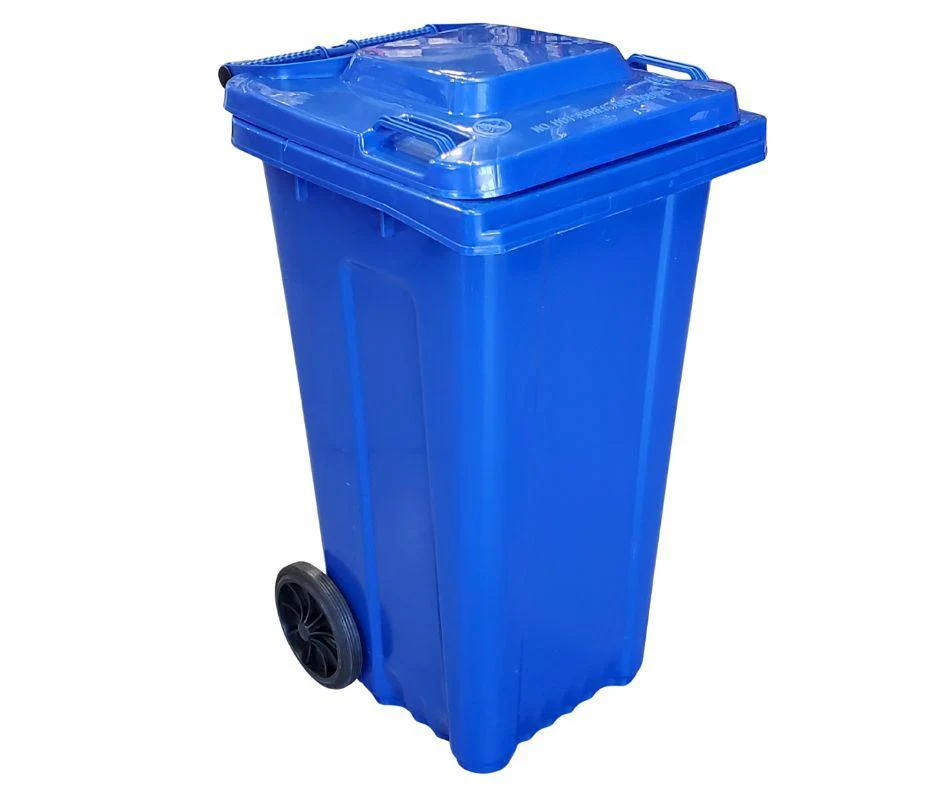XC - 120L Blue Plastic Recycle Container w/Lid - Image 2