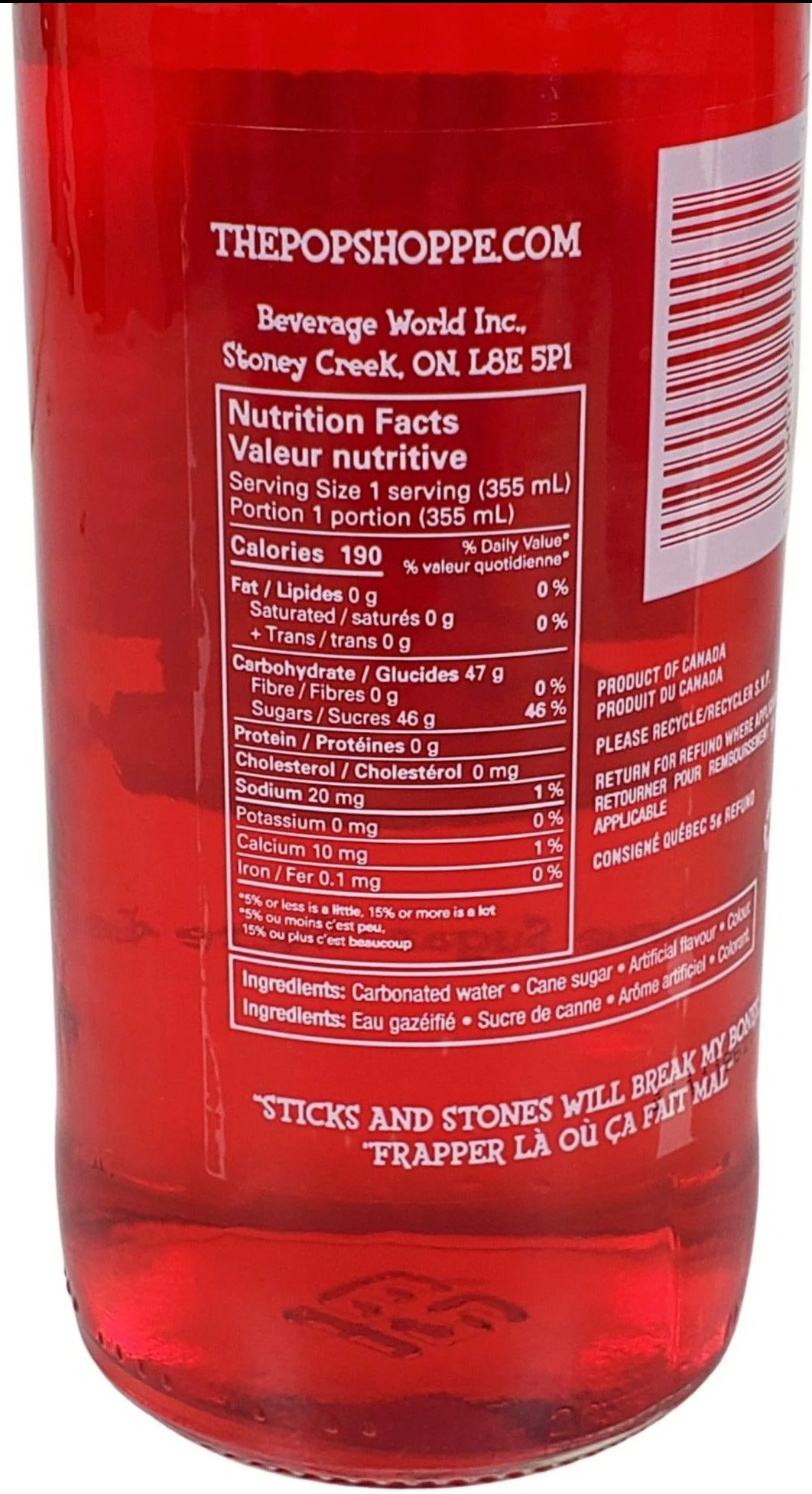 Pop Shoppe - Cream Soda - Glass Bottle - Image 3