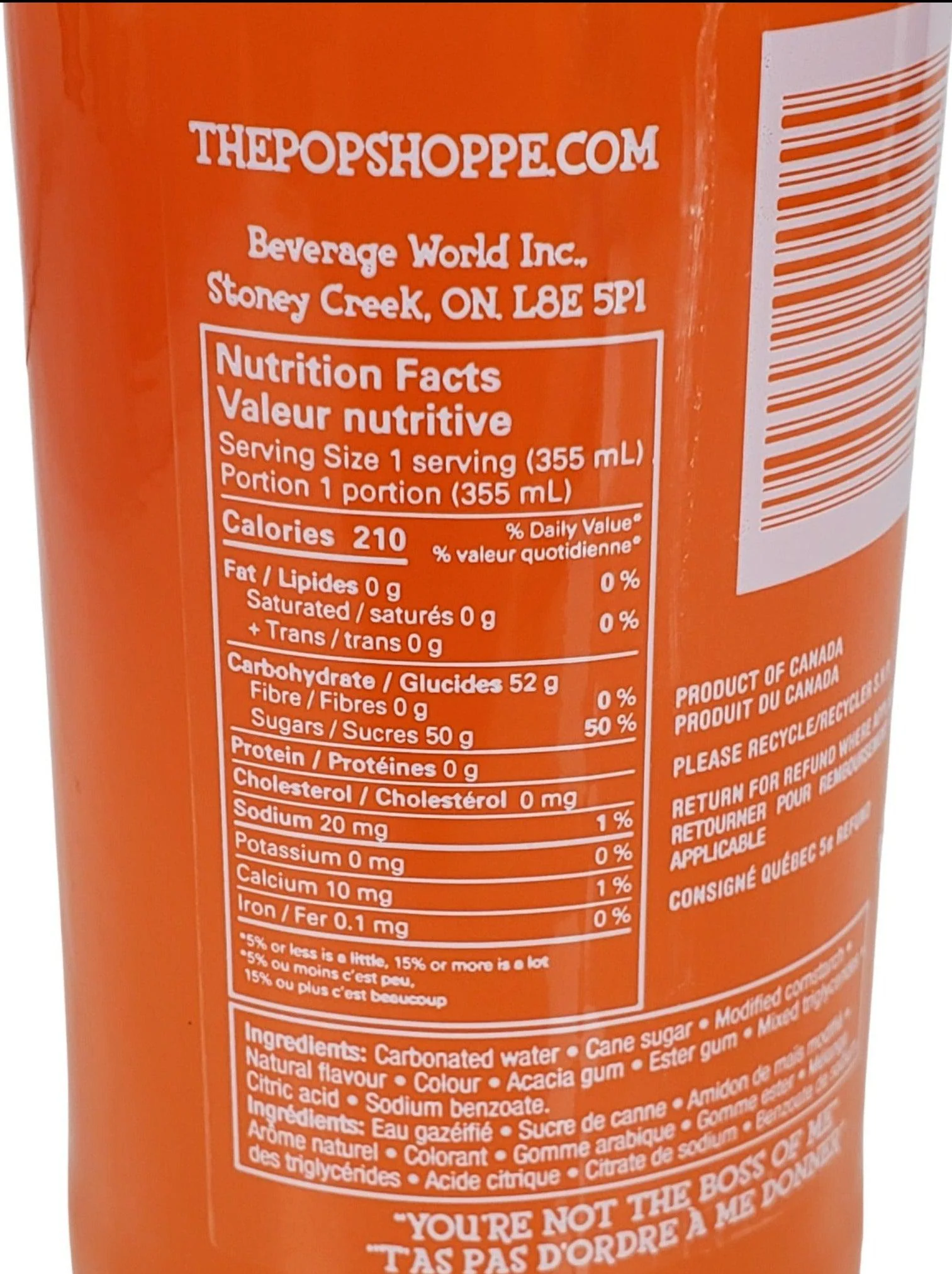 Pop Shoppe - Orange Soda - Glass Bottle - Image 3