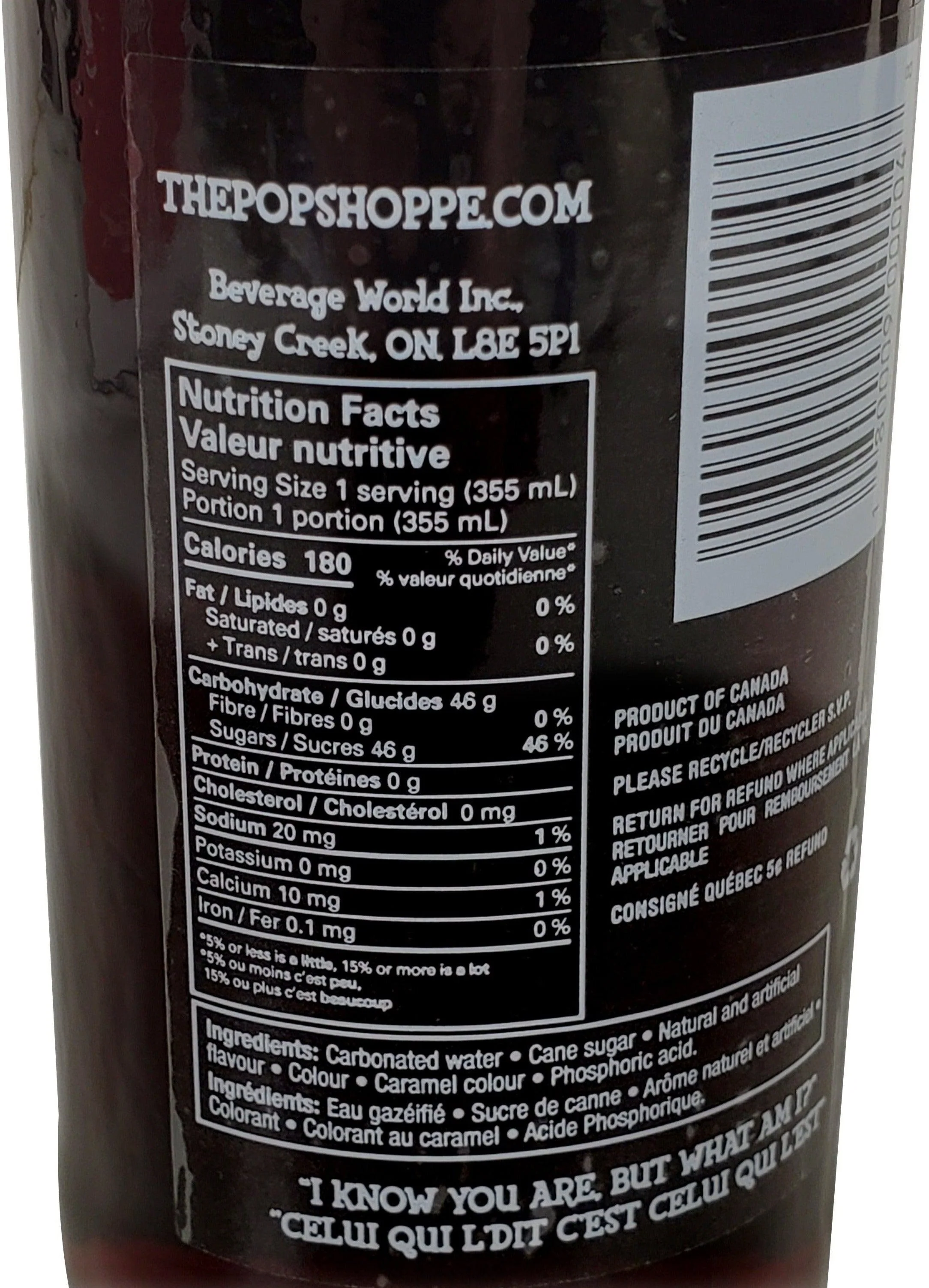 Pop Shoppe - Root Beer Soda - Glass Bottle - Image 3
