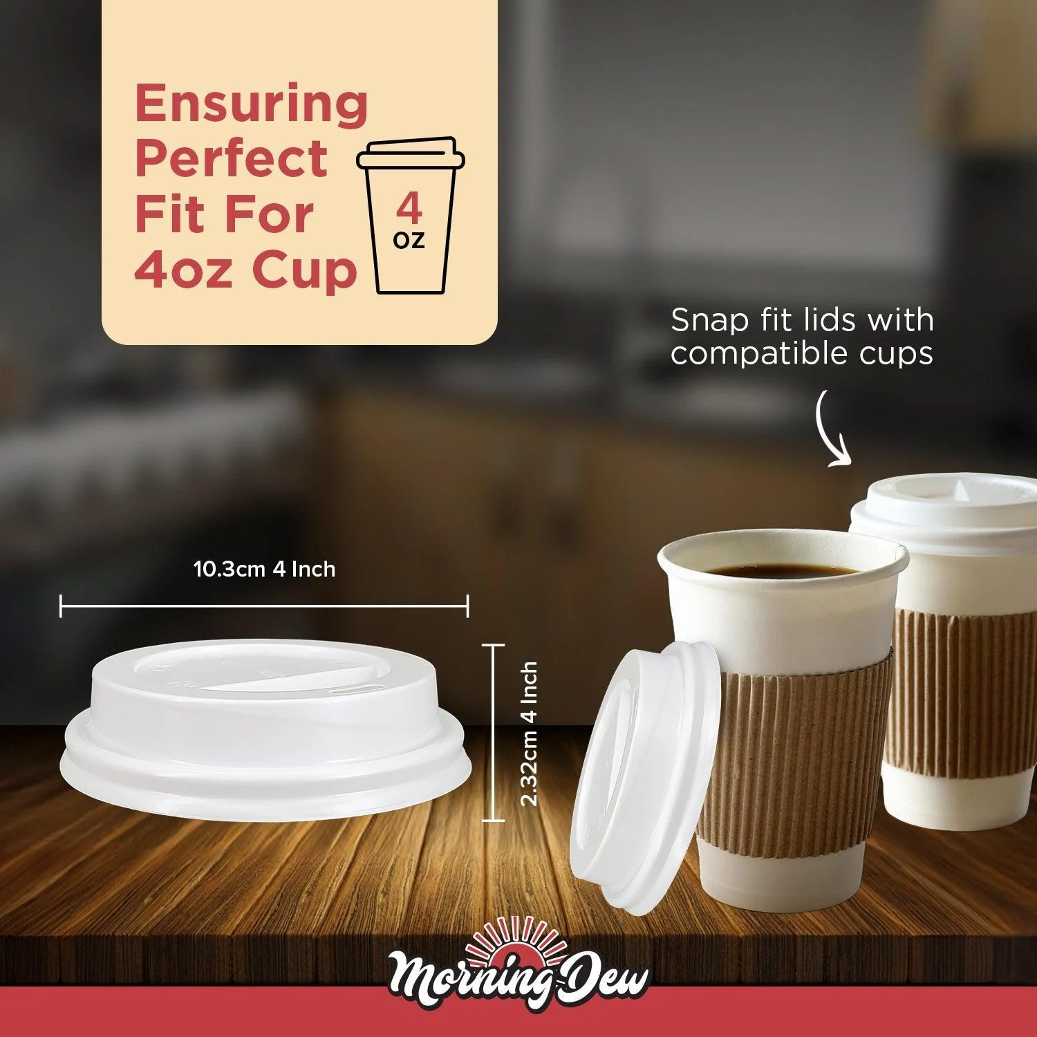 Morning Dew - Dome Sip Lid for 4 oz Hot Paper Cups - White - 4DL-W - Image 3