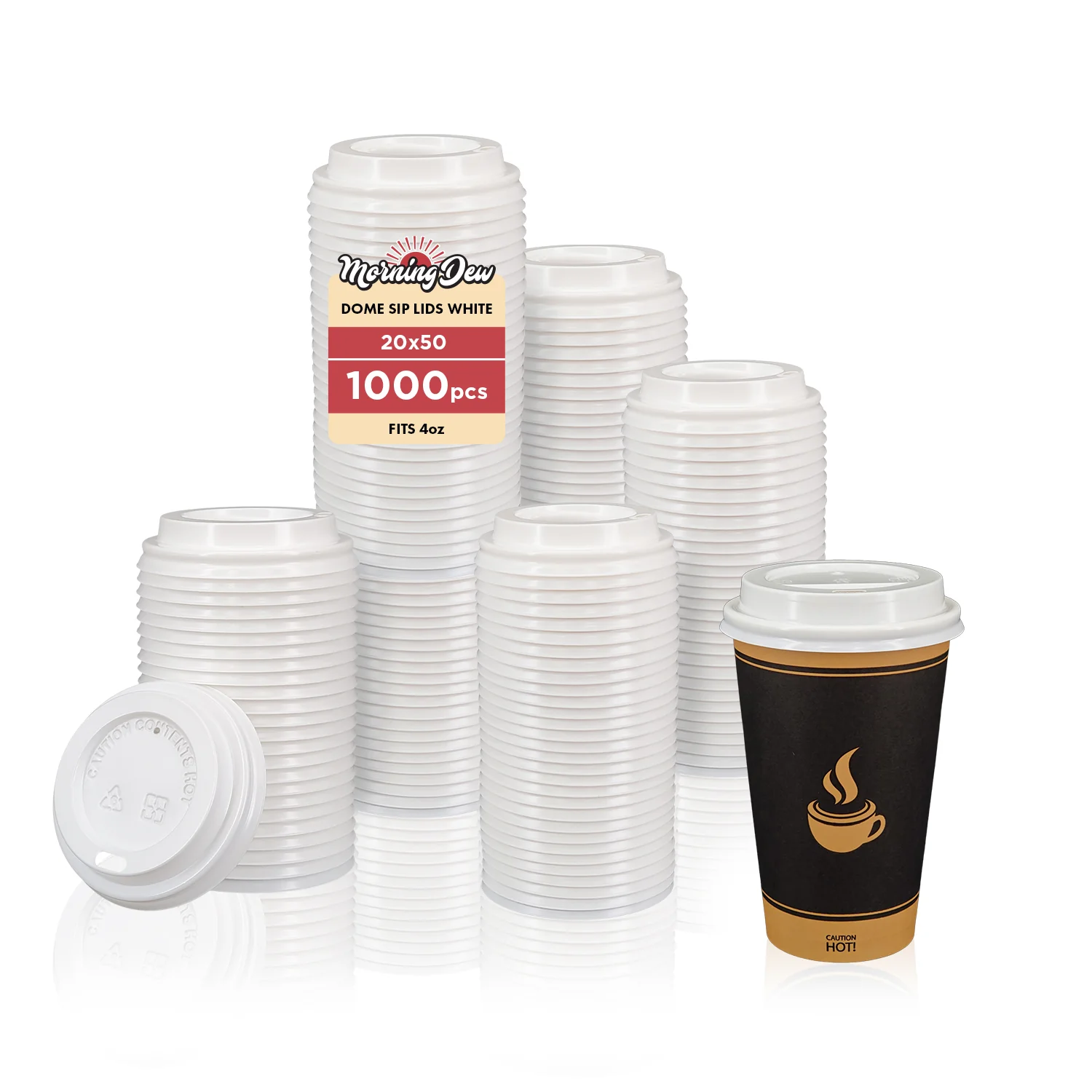 Morning Dew - Dome Sip Lid for 4 oz Hot Paper Cups - White - 4DL-W - Image 5