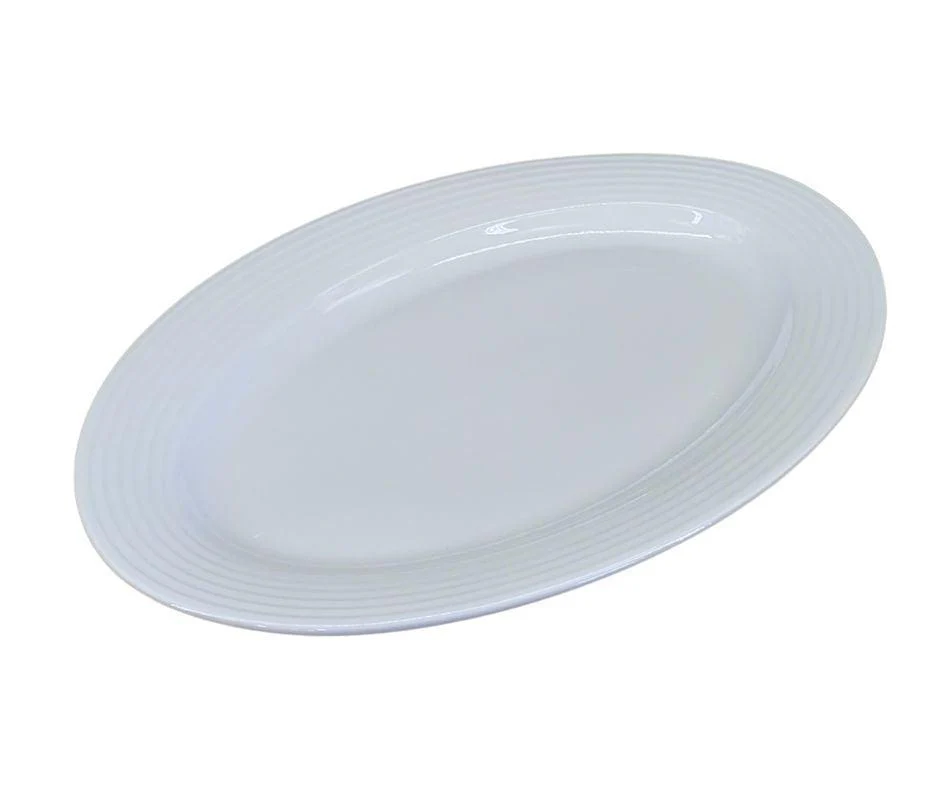 CLR - Pro-Kitchen - 10" Ribbed Ceramic Oval Plate - Image 2