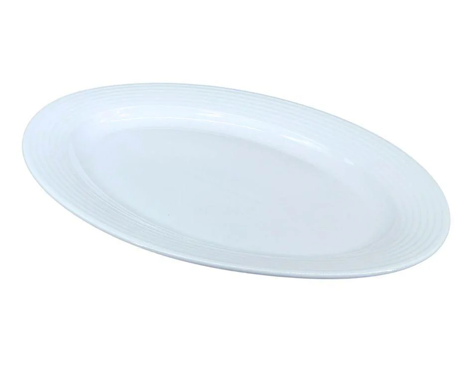 CLR - Pro-Kitchen - 14" Ribbed Ceramic Oval Plate - Image 2