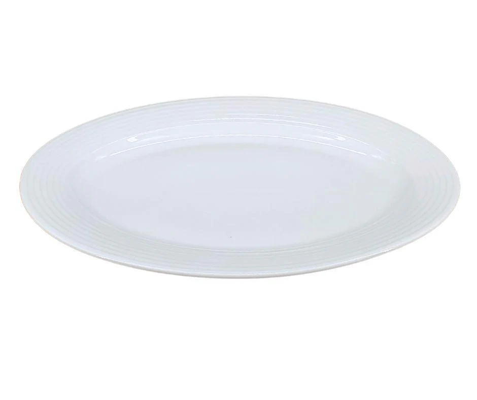 CLR - Pro-Kitchen - 14" Ribbed Ceramic Oval Plate - Image 3