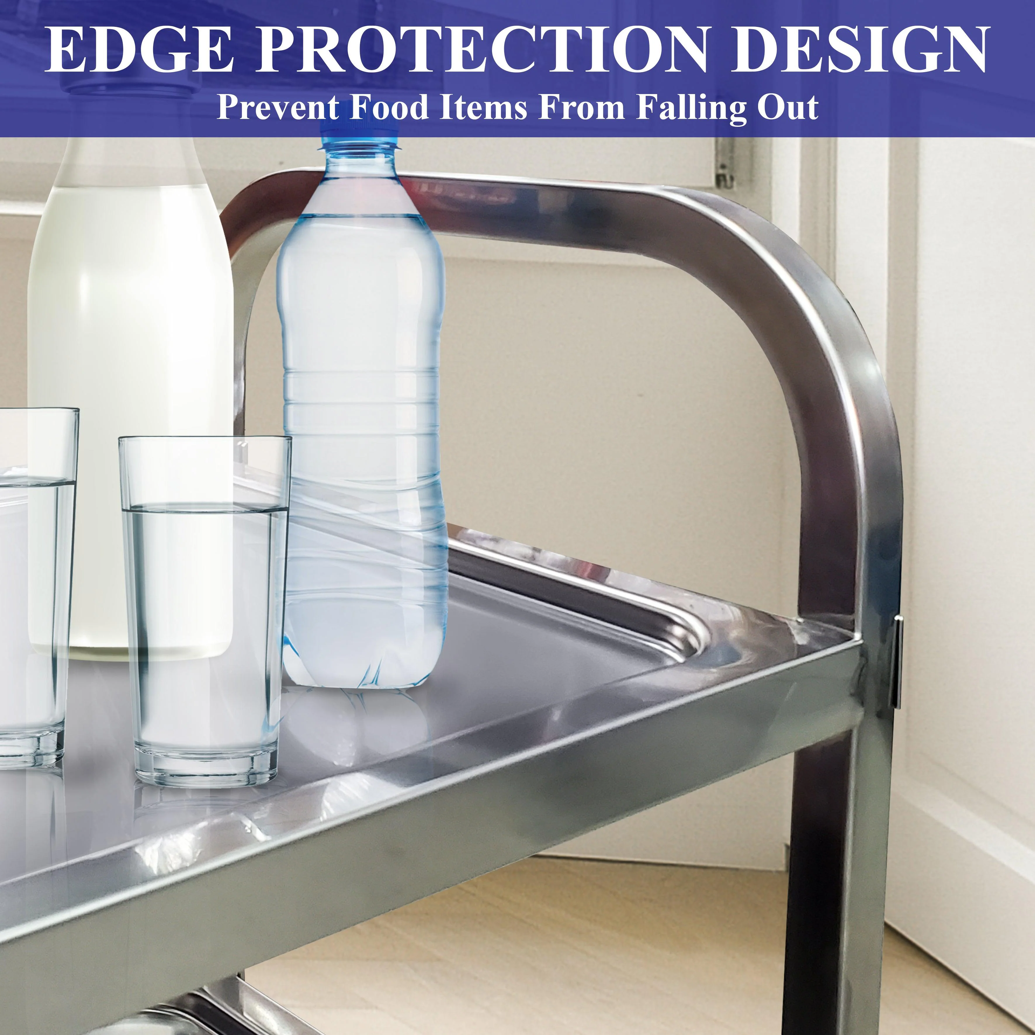 Pro-Kitchen - 95cmx50cmx95cm - 3 Shelf Trolley - SS - Large - Image 5