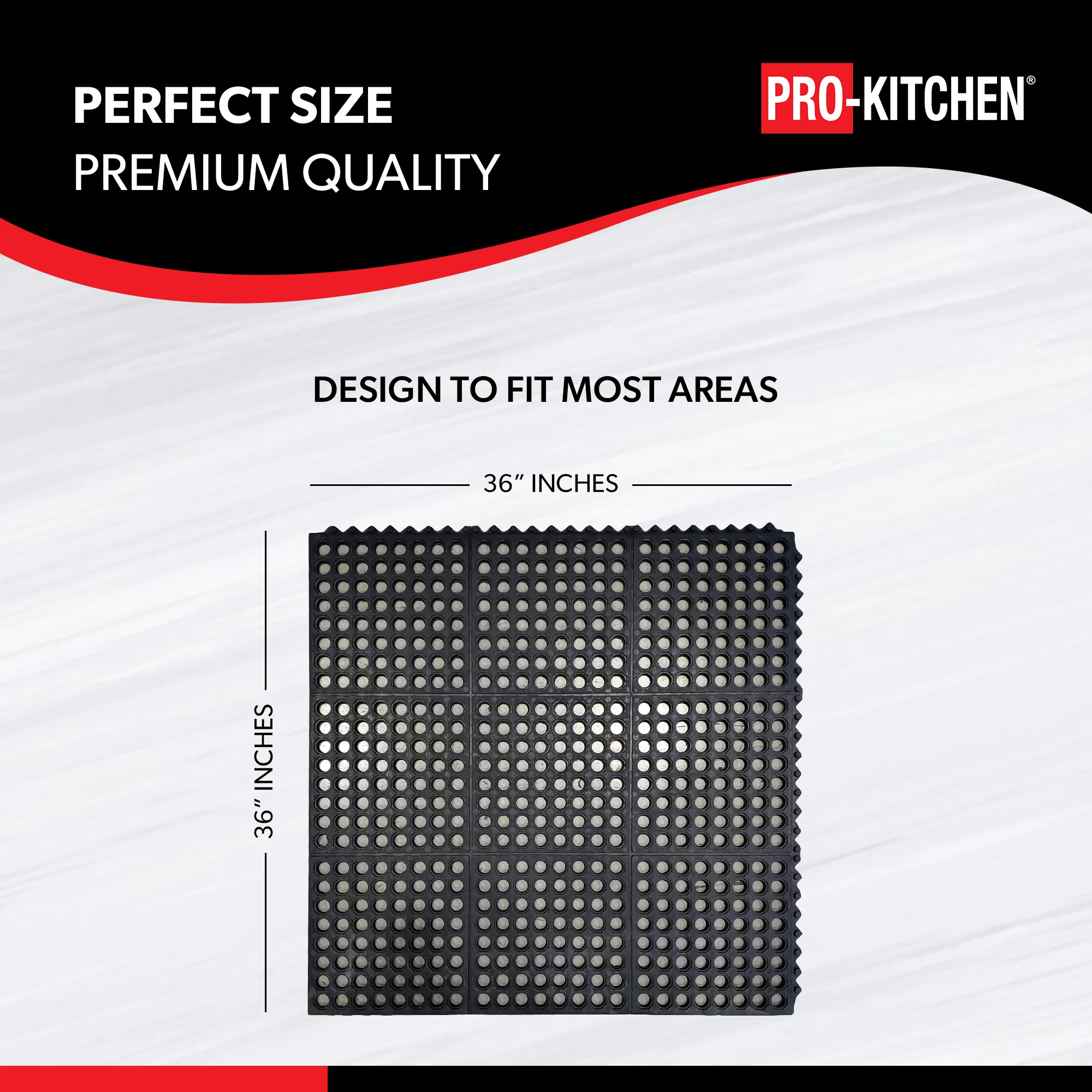Pro-Kitchen - Black Rubber Anti-Fatigue Mat - 36''X36'' - Image 2
