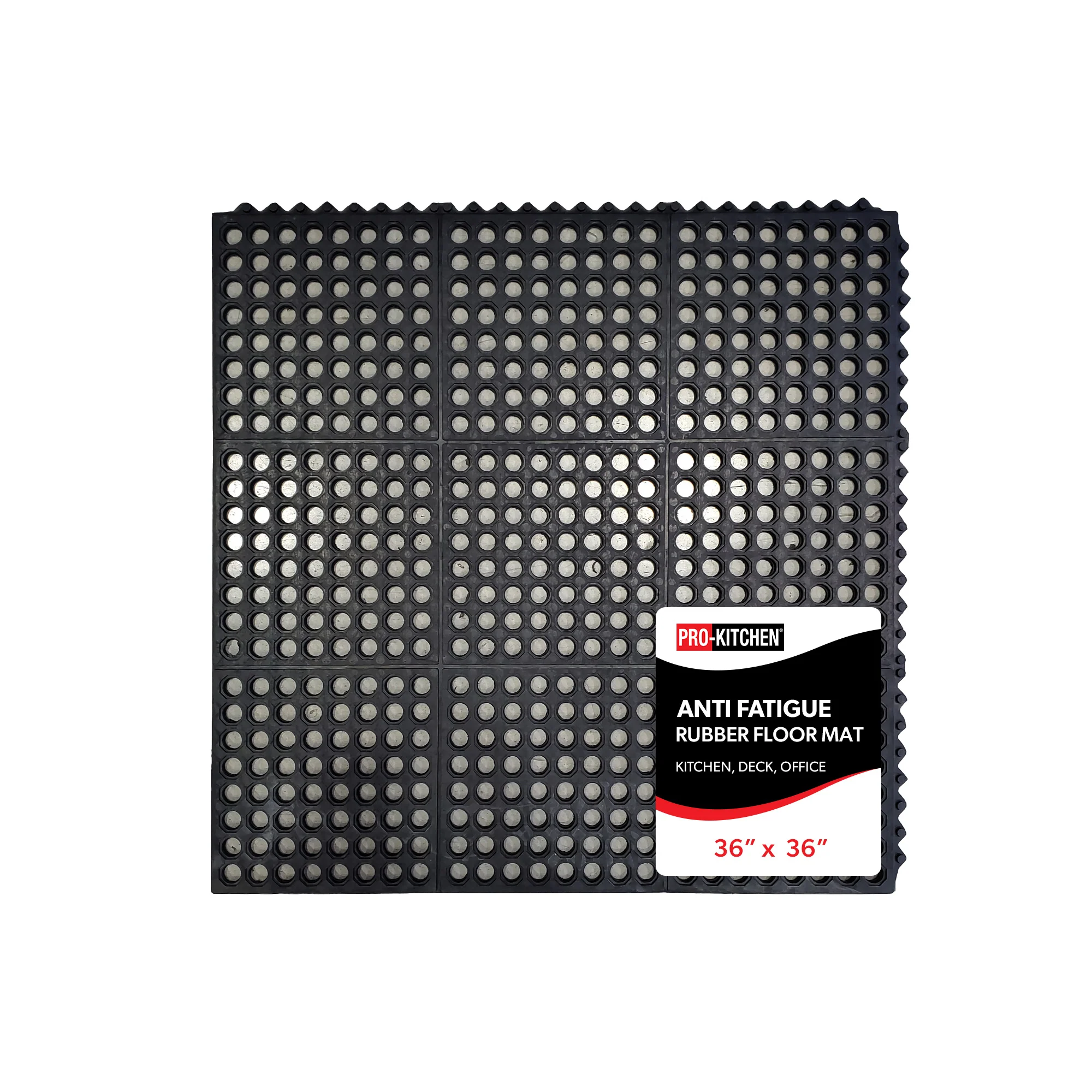 Pro-Kitchen - Black Rubber Anti-Fatigue Mat - 36''X36'' - Image 3