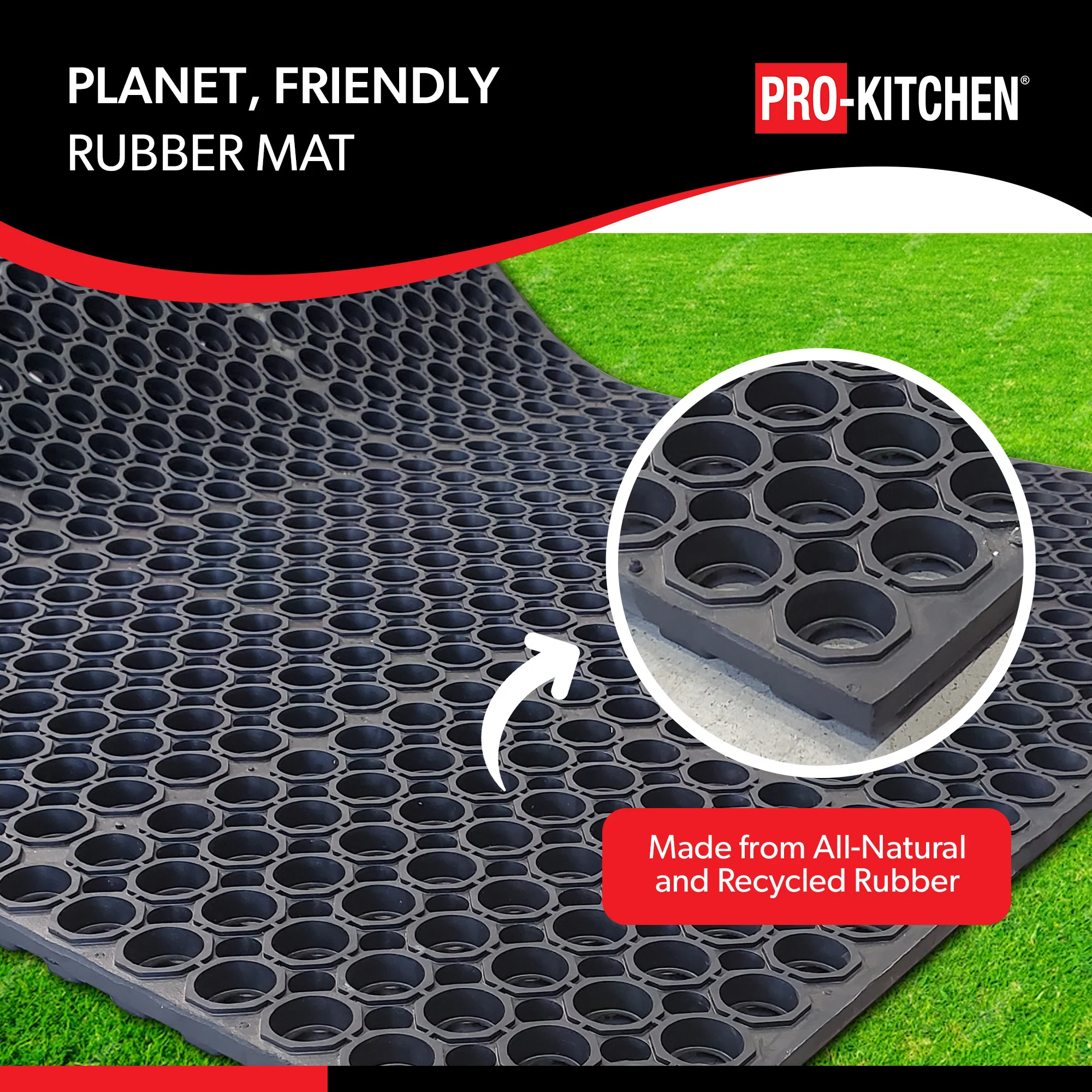 Pro-Kitchen - Black Rubber Anti-Fatigue Mat - 36''X36'' - Image 7