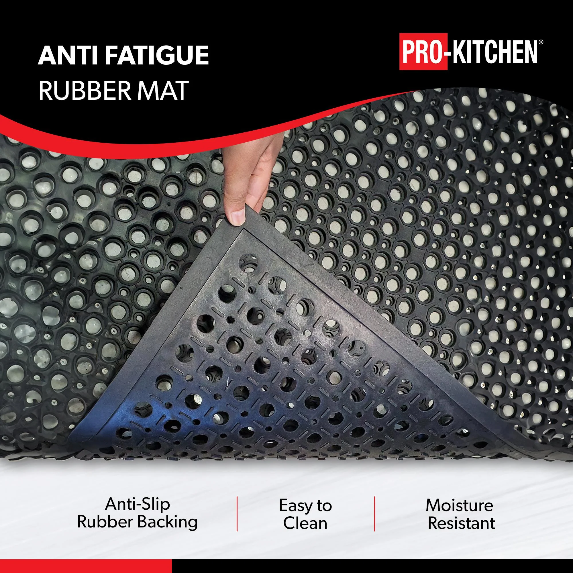 Pro-Kitchen - Black Rubber Anti-Fatigue Mat - 36''X36'' - Image 9