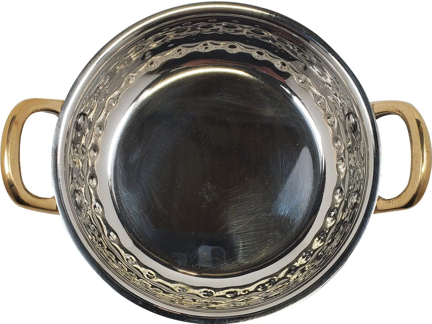 Fry Pan SS Hammered 300Ml No.2 With 2 Gold Handles, 13.5cm - Image 3